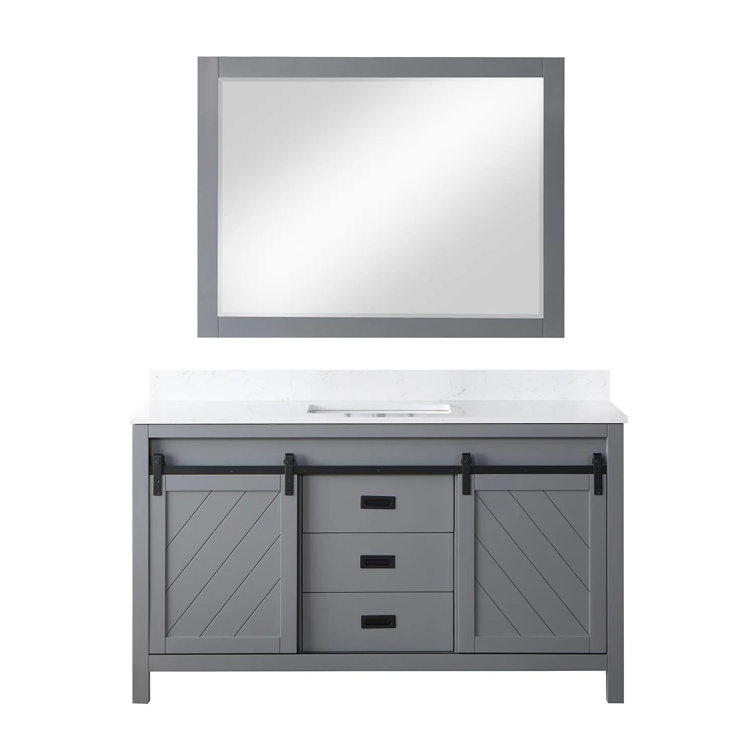 Altair Kinsley 60 Inch Gray Plywood White Carrara Stone Single Vanity