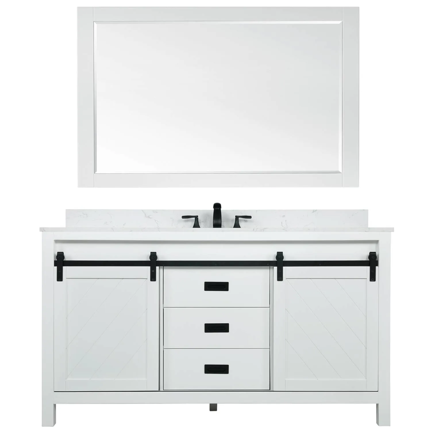 Altair Kinsley 60 Inch White Plywood White Carrara Single Vanity - image 1