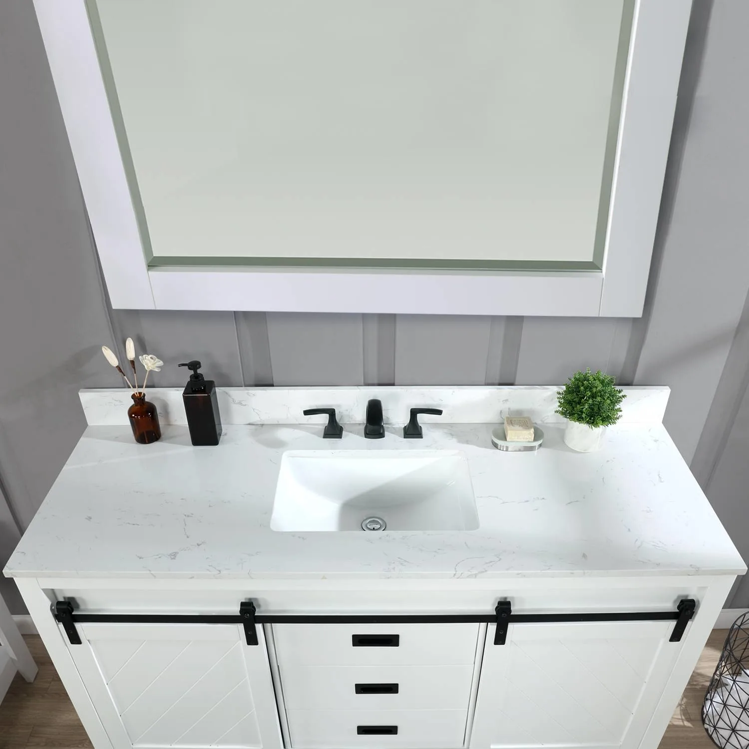Altair Kinsley 60 Inch White Plywood White Carrara Single Vanity - image 6