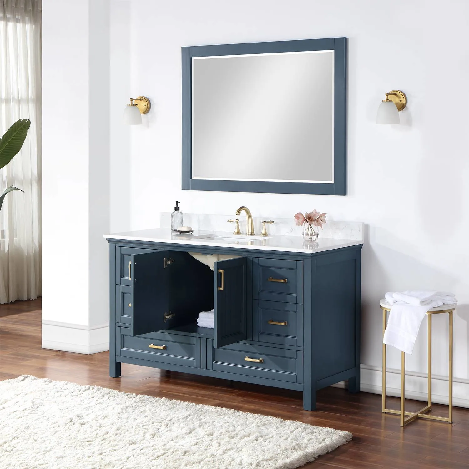 Altair Isla 60 Inch Classic Blue Plywood Carrara Stone Single Vanity - image 6