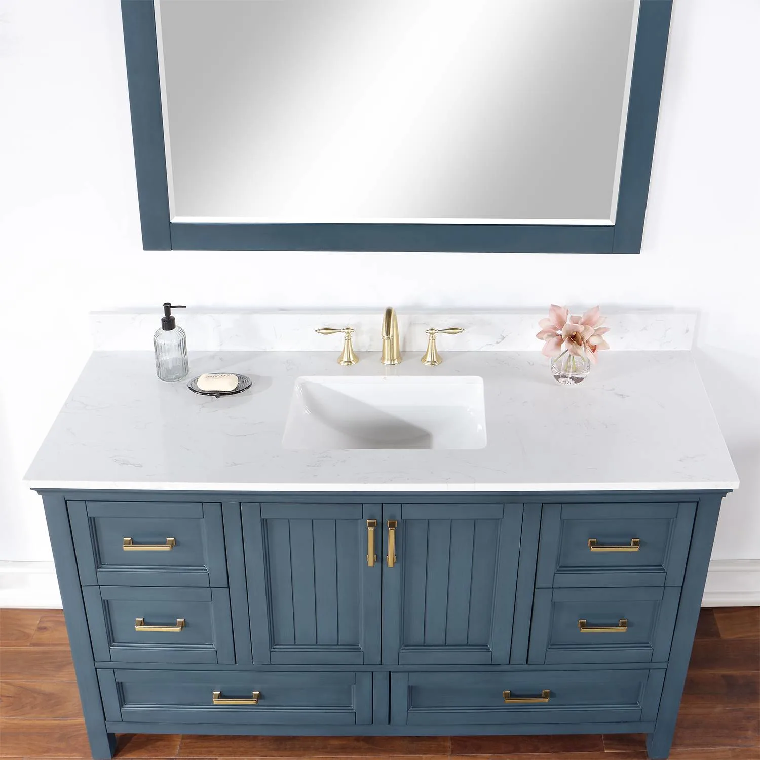 Altair Isla 60 Inch Classic Blue Plywood Carrara Stone Single Vanity - image 7