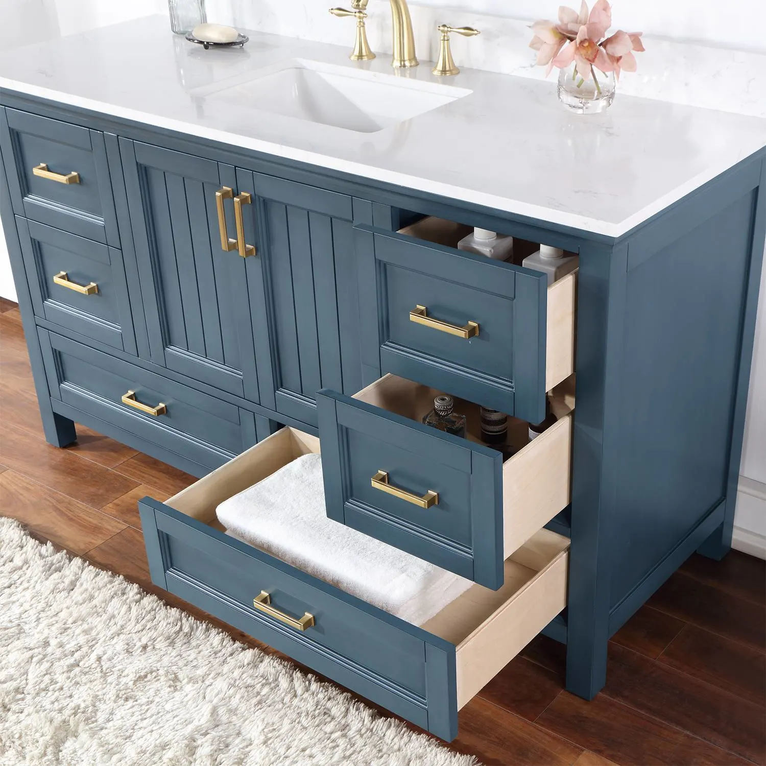 Altair Isla 60 Inch Classic Blue Plywood Carrara Stone Single Vanity - image 9