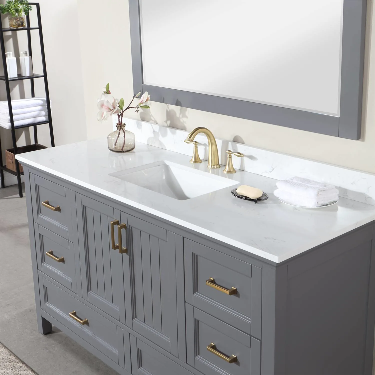 Altair Isla 60 Inch Gray Plywood White Carrara Stone Single Vanity - image 8