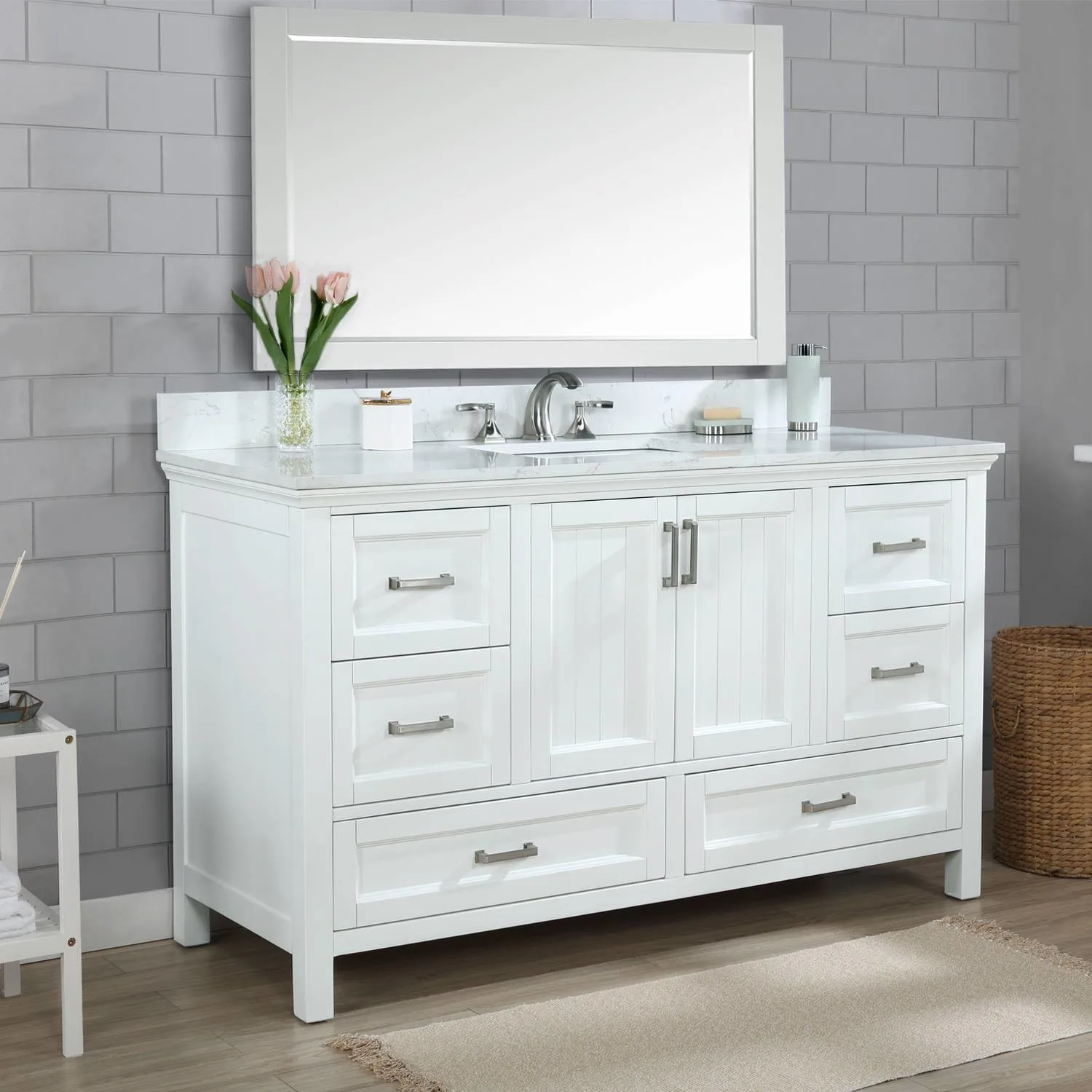 Altair Isla 60 Inch White Plywood White Carrara Single Vanity - image 4