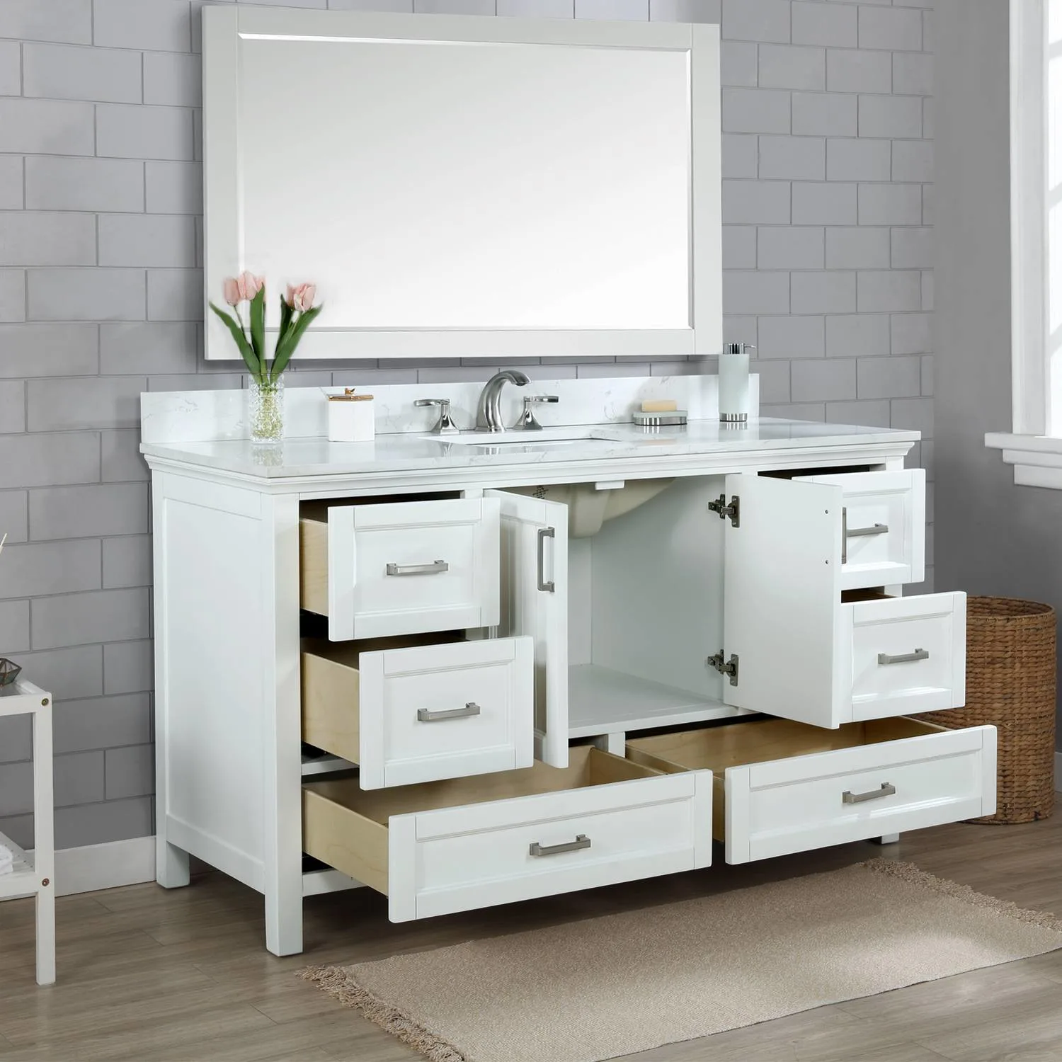 Altair Isla 60 Inch White Plywood White Carrara Single Vanity - image 5