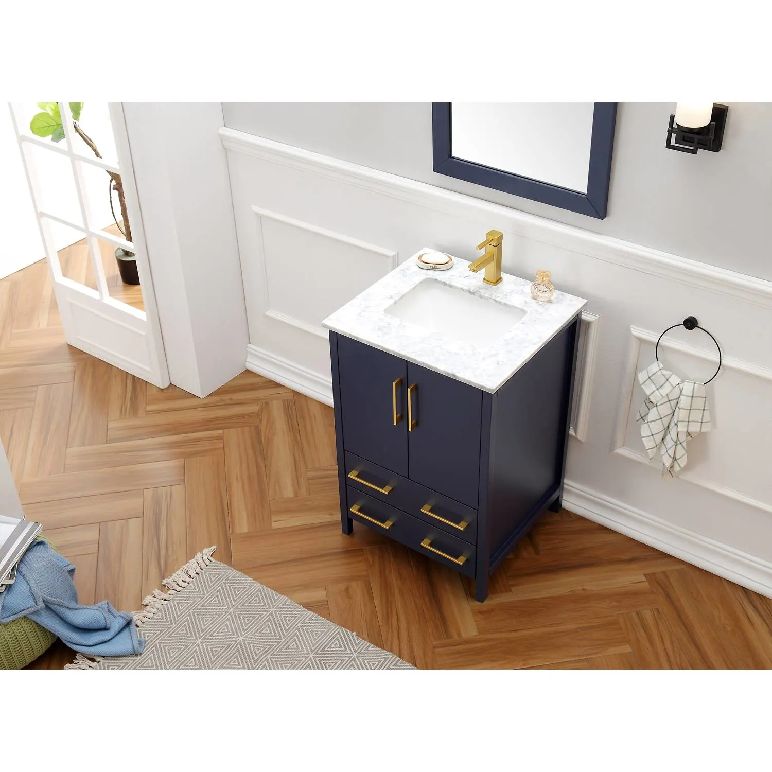 Legion Furniture 24 Inch Marble Top Ceramic Sink Vanity Cabinet - image 2