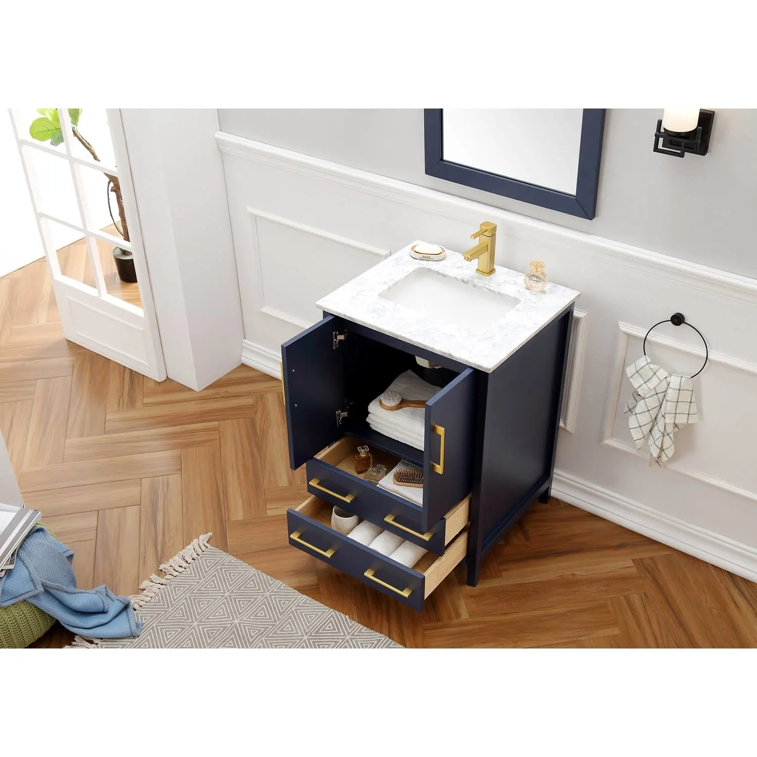 Legion Furniture 24 Inch Marble Top Ceramic Sink Vanity Cabinet - image 3