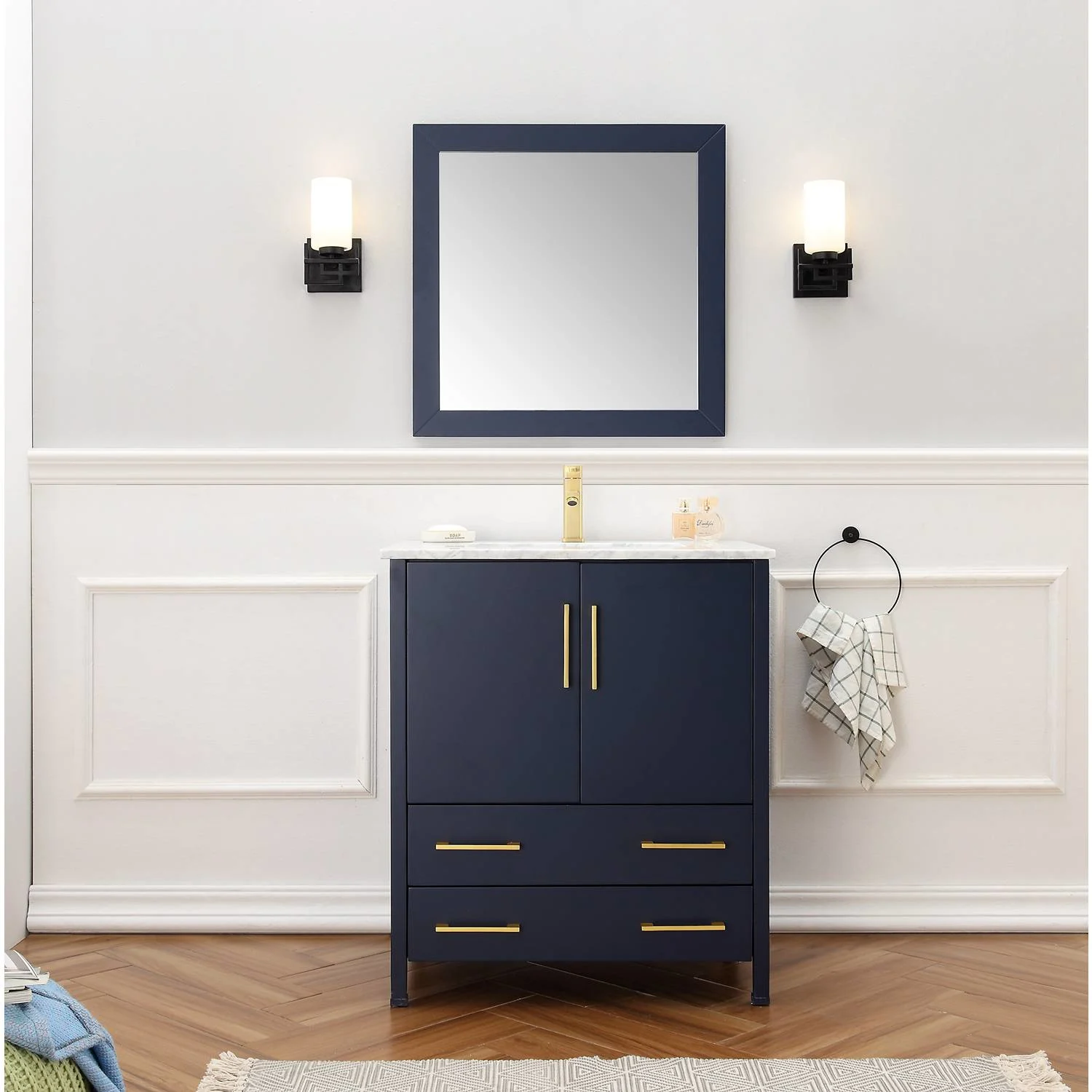 Legion Furniture 30 Inch Marble Top Ceramic Sink Vanity Cabinet