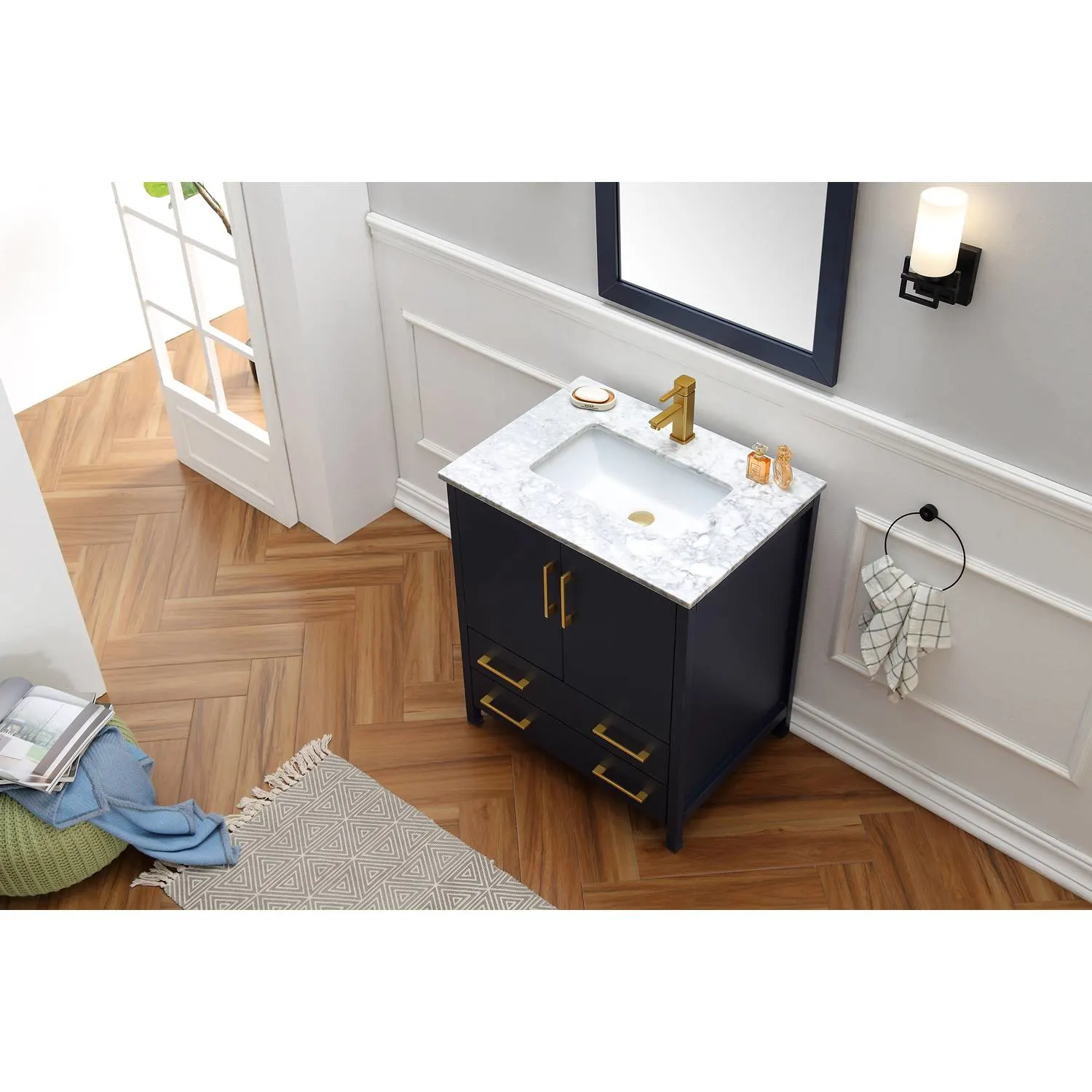 Legion Furniture 30 Inch Marble Top Ceramic Sink Vanity Cabinet - image 2