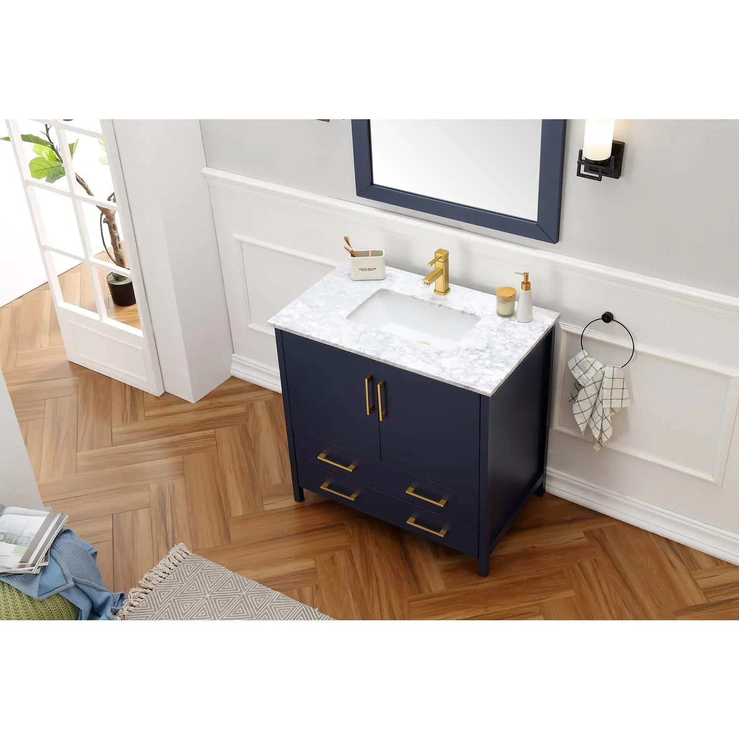 Legion Furniture 36 Inch Marble Top Ceramic Sink Vanity Cabinet - image 2
