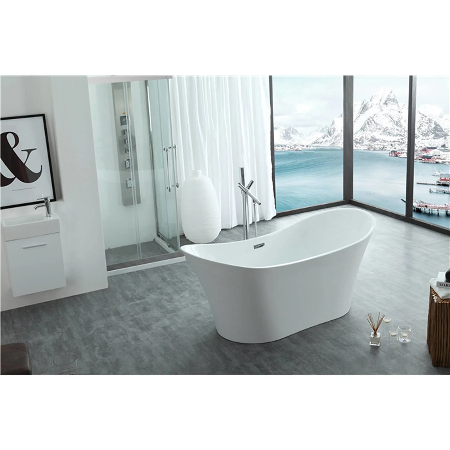 Legion Furniture 67 Inch No Faucet White Double Slipper Acrylic Bathtub - image 12