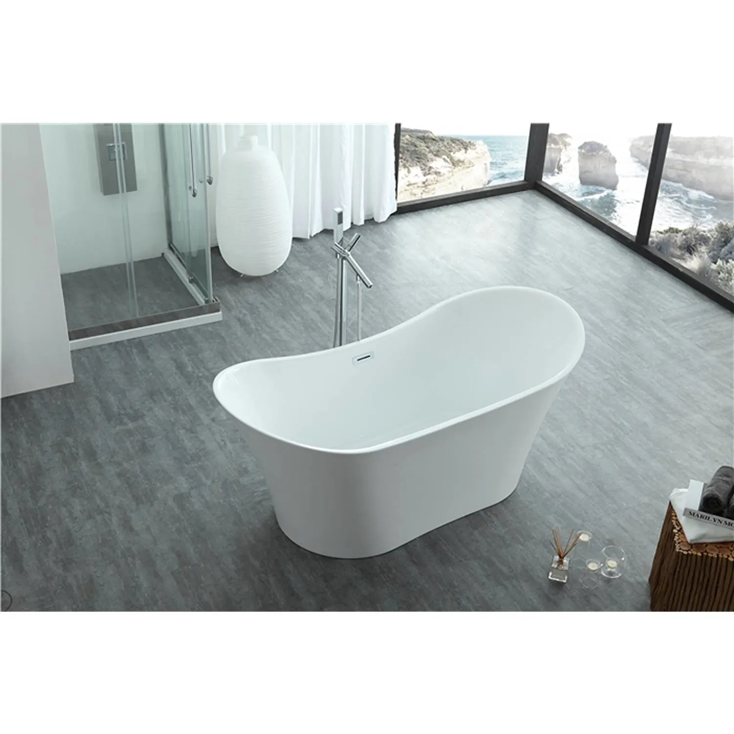 Legion Furniture 67 Inch No Faucet White Double Slipper Acrylic Bathtub - image 13