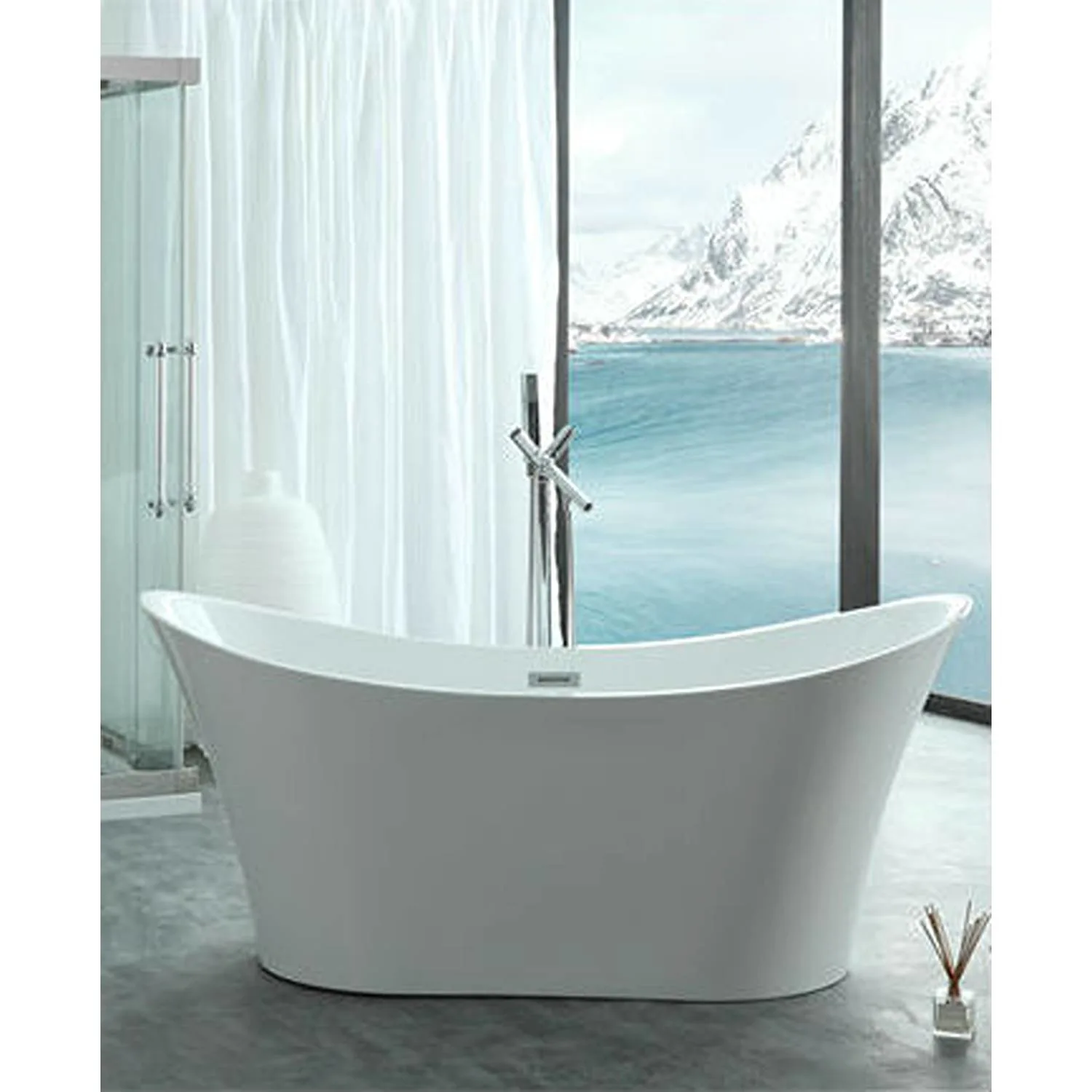 Legion Furniture 67 Inch No Faucet White Double Slipper Acrylic Bathtub - image 3