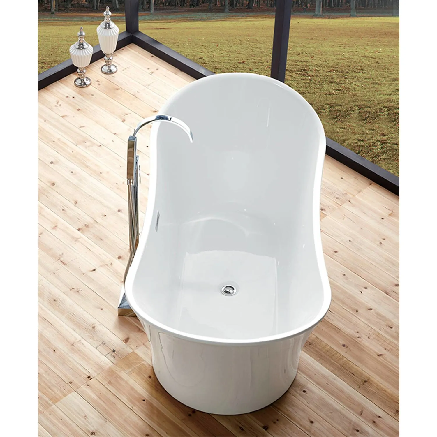 Legion Furniture 67 Inch No Faucet White Double Slipper Acrylic Bathtub - image 5