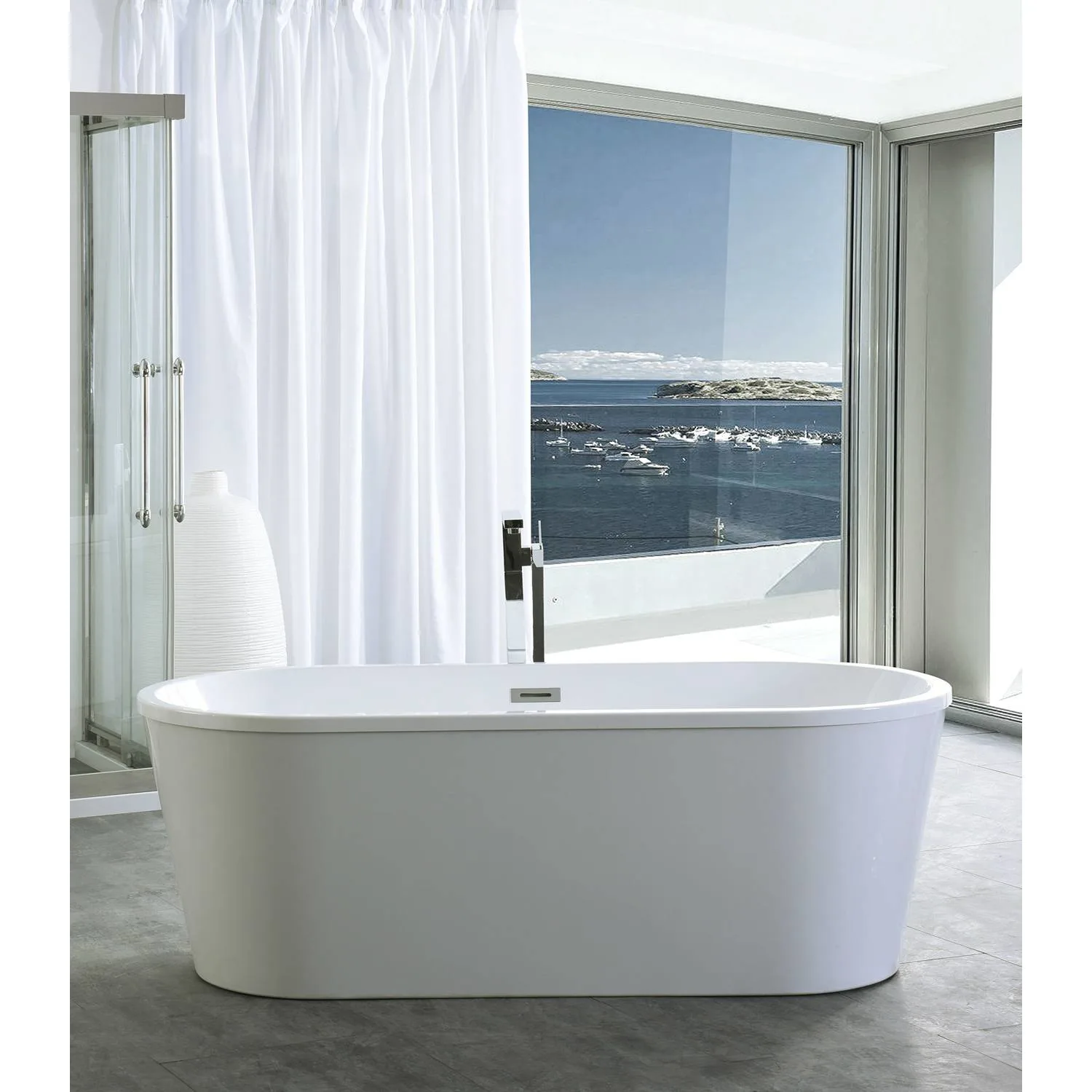 Legion Furniture 67.3 Inch No Faucet White Soaking Acrylic Bathtub