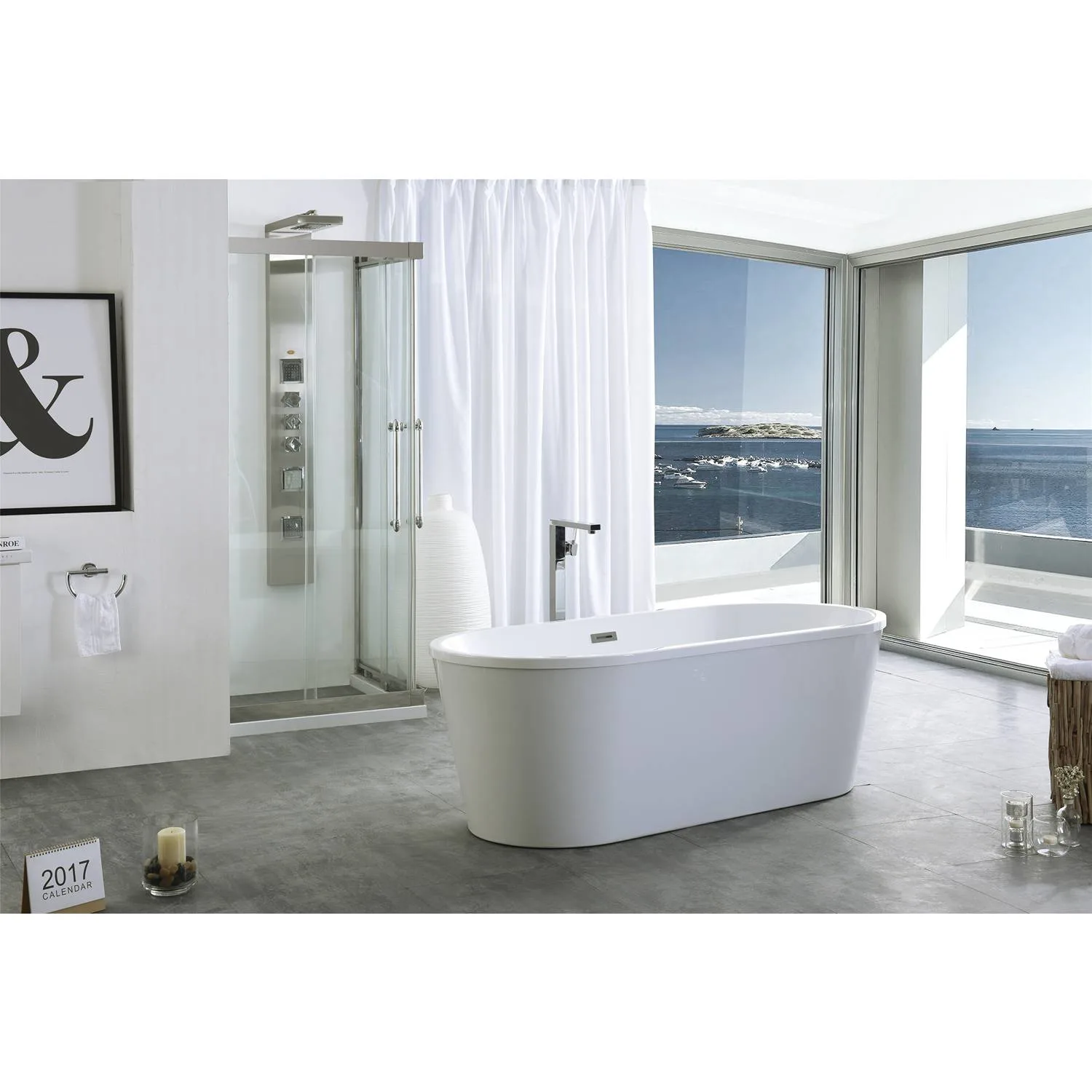 Legion Furniture 67.3 Inch No Faucet White Soaking Acrylic Bathtub - image 4