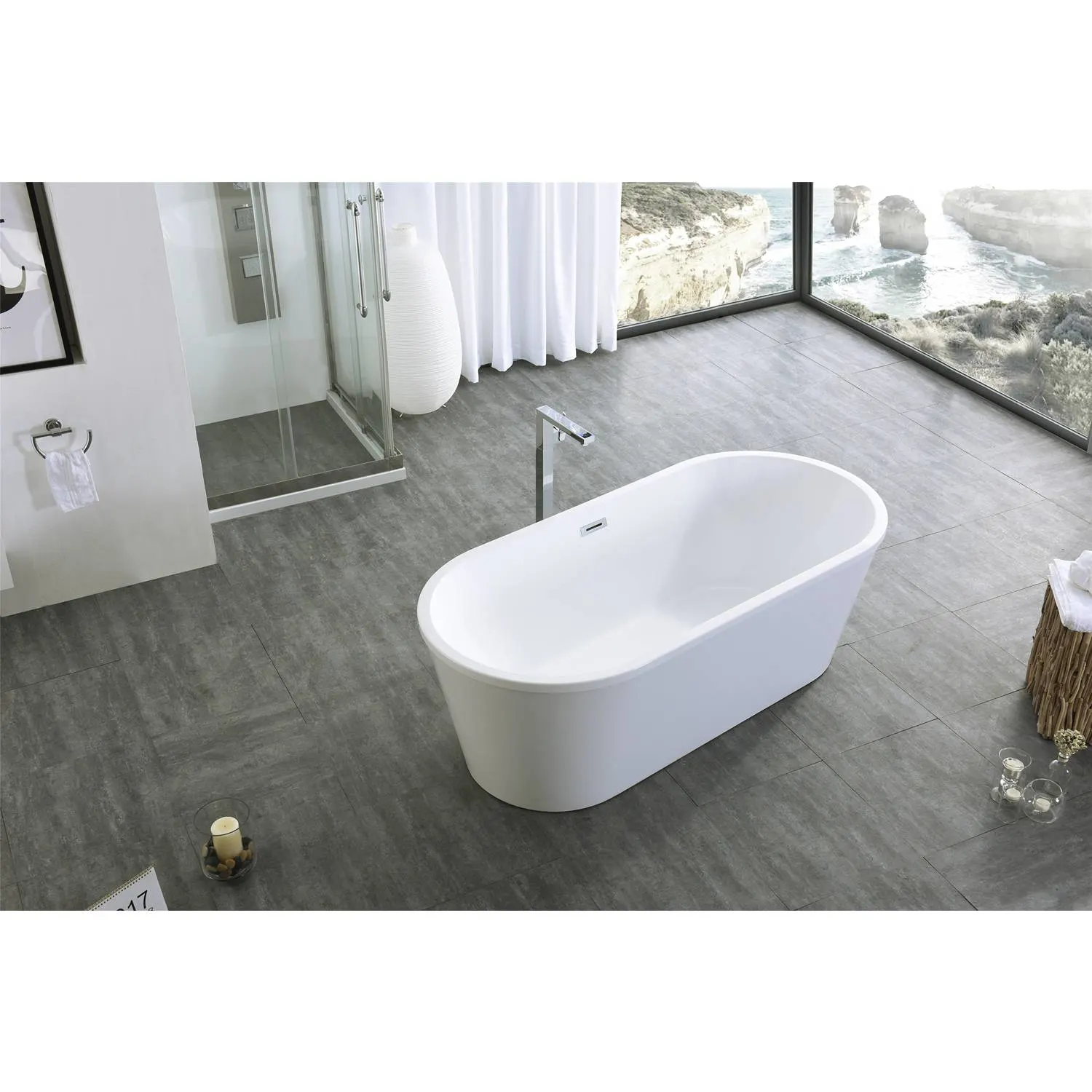Legion Furniture 67.3 Inch No Faucet White Soaking Acrylic Bathtub - image 5
