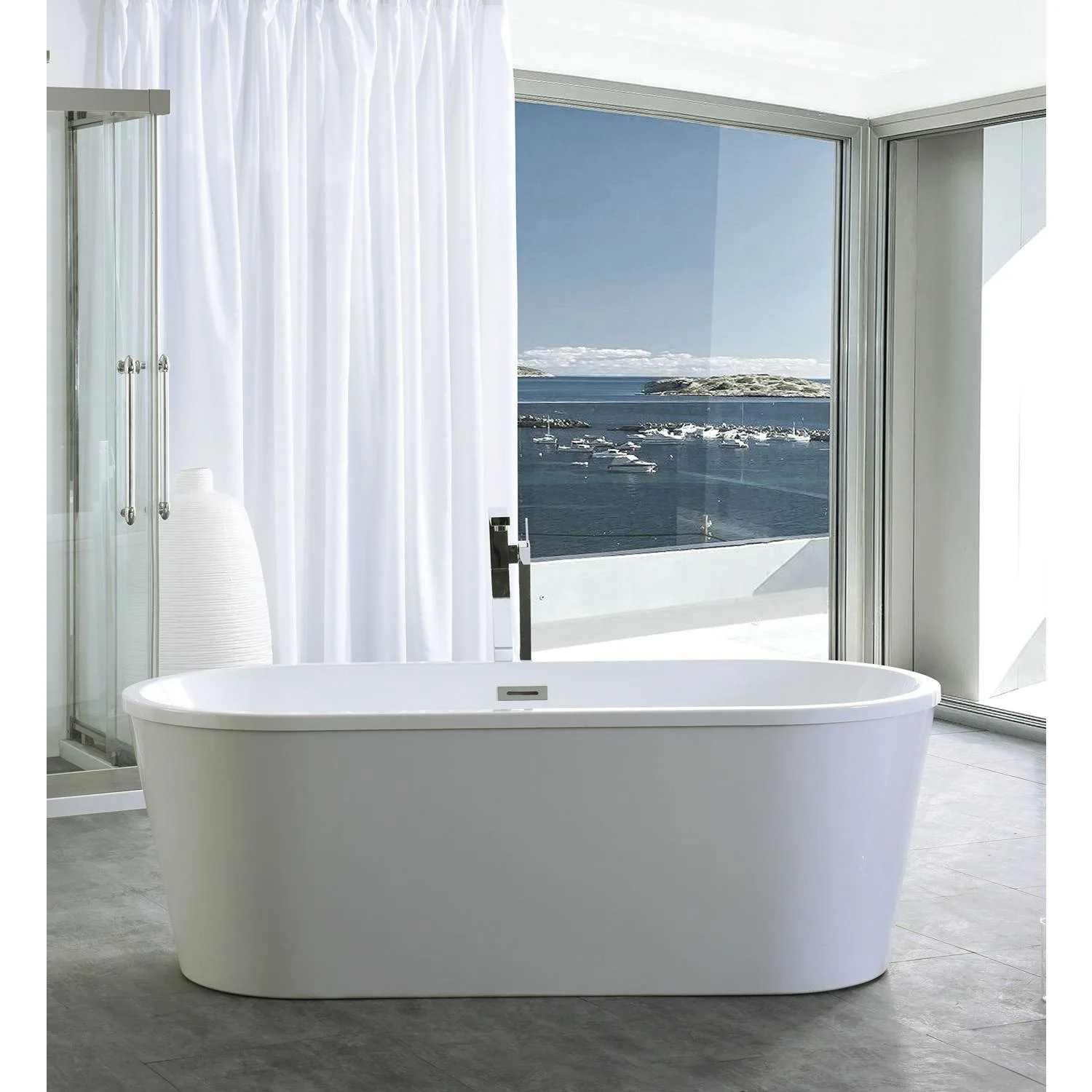 Legion Furniture 59 Inch No Faucet White Soaking Acrylic Bathtub