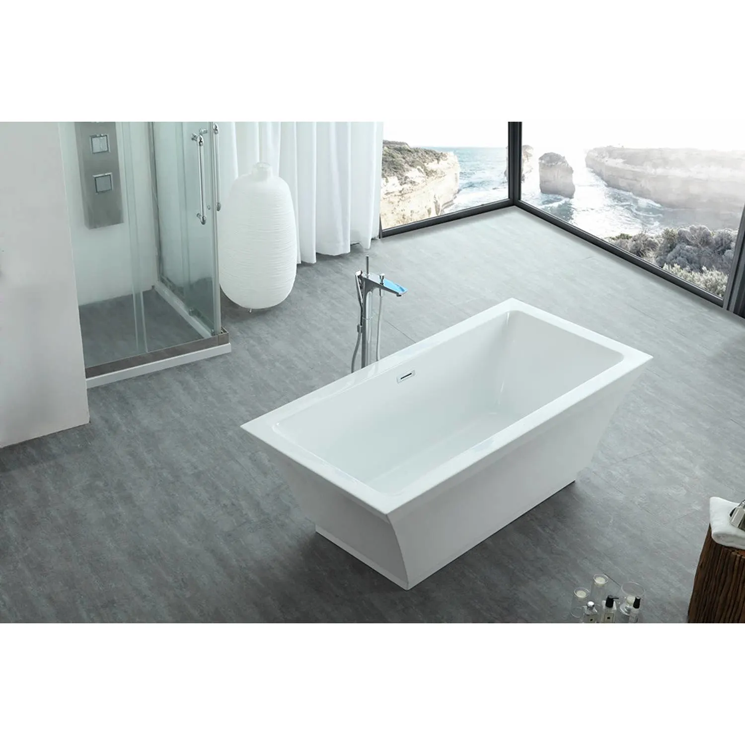 Legion Furniture 67 Inch No Faucet White Rectangular Acrylic Bathtub - image 12