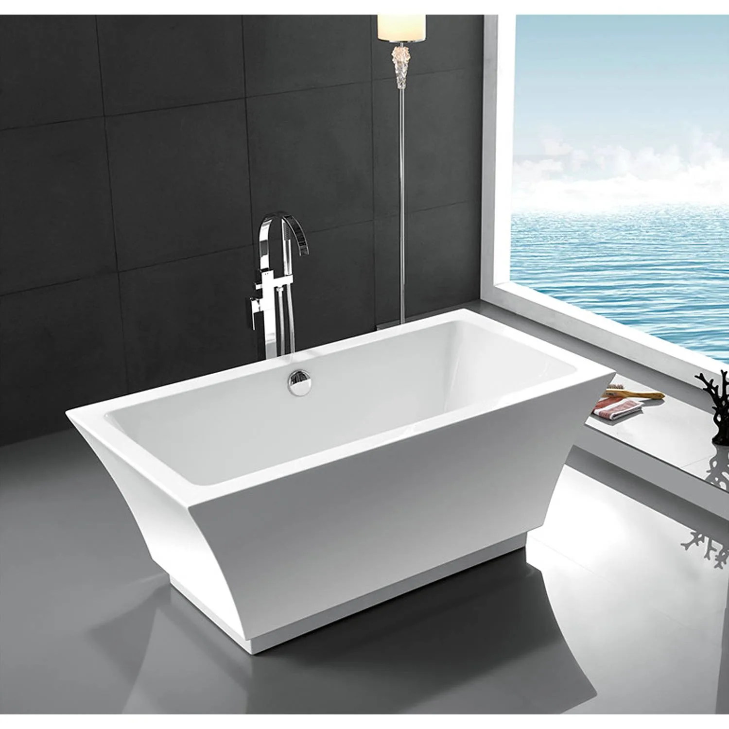 Legion Furniture 67 Inch No Faucet White Rectangular Acrylic Bathtub - image 7