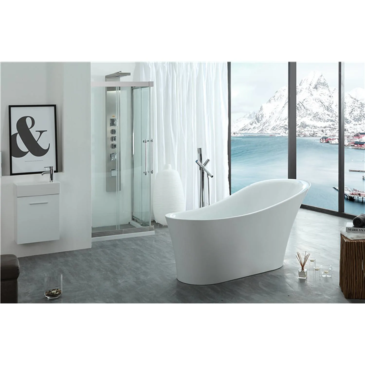 Legion Furniture 67 Inch No Faucet White Soaking Acrylic Bathtub - image 13