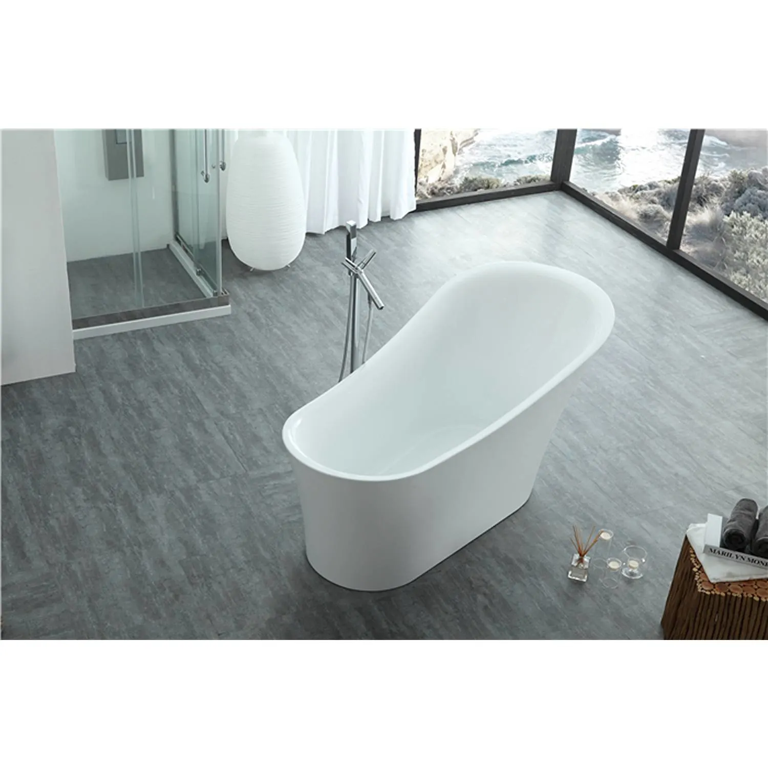 Legion Furniture 67 Inch No Faucet White Soaking Acrylic Bathtub - image 14