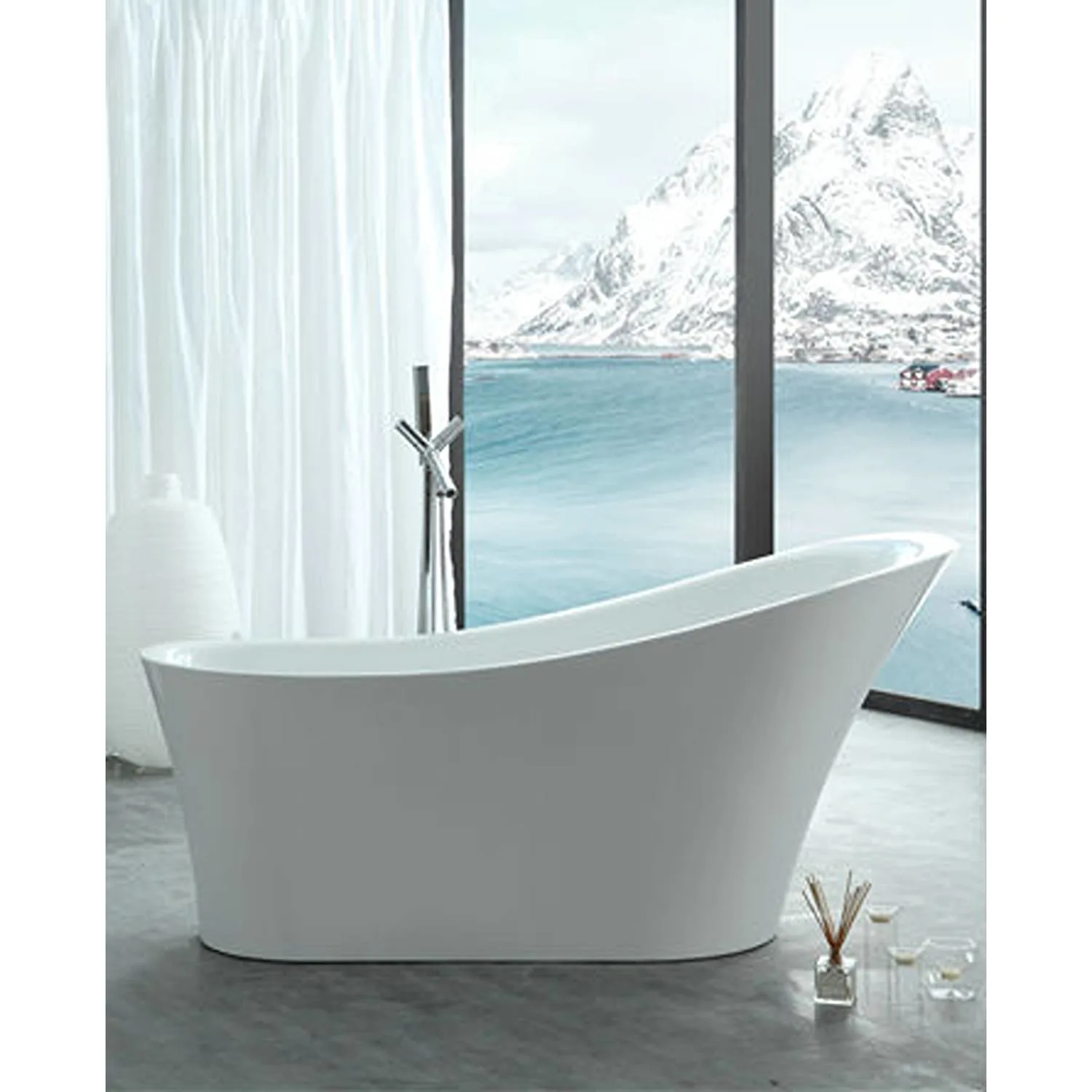 Legion Furniture 67 Inch No Faucet White Soaking Acrylic Bathtub - image 3
