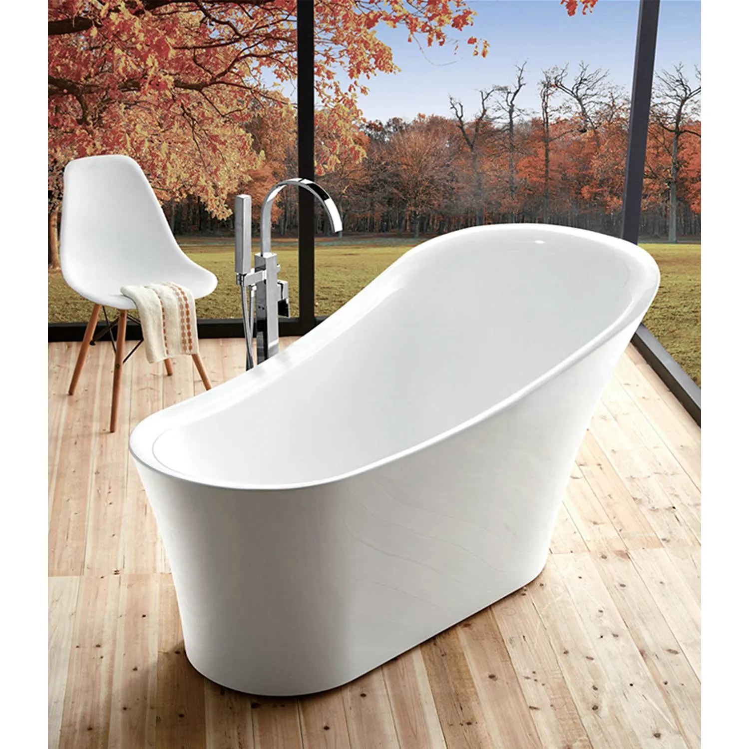 Legion Furniture 67 Inch No Faucet White Soaking Acrylic Bathtub - image 4