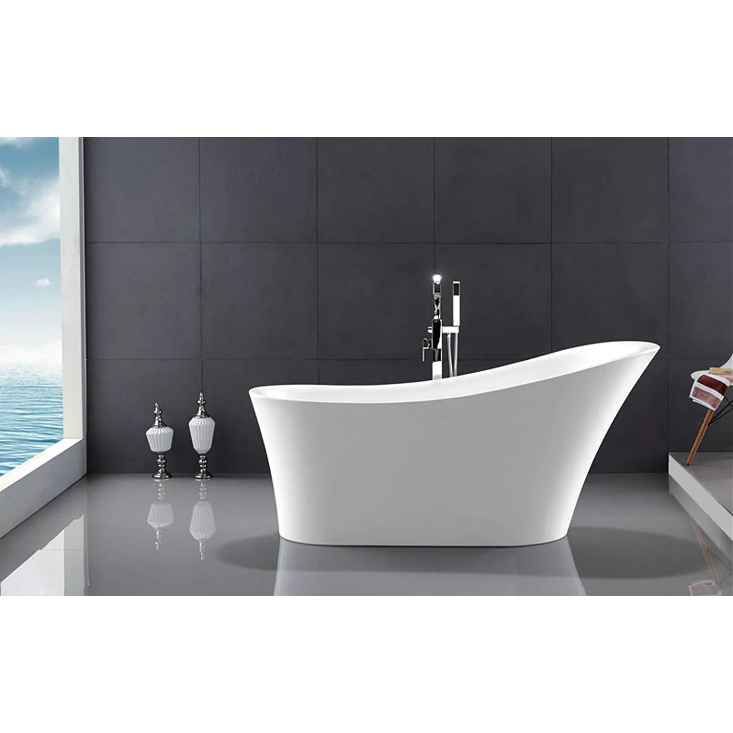 Legion Furniture 67 Inch No Faucet White Soaking Acrylic Bathtub - image 5
