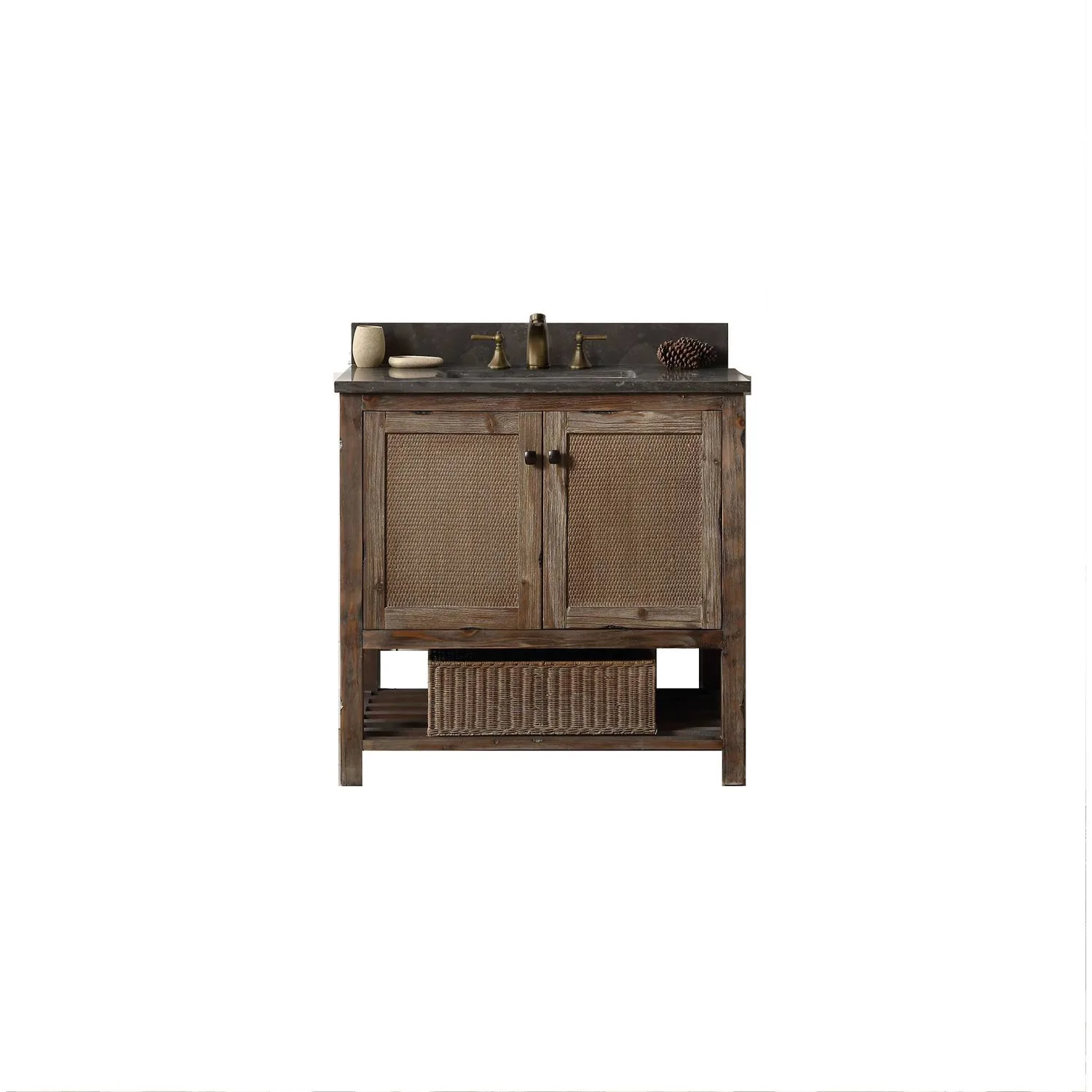 Legion Furniture 36 Inch Moon Stone Top Brown Rustic Vanity Cabinet