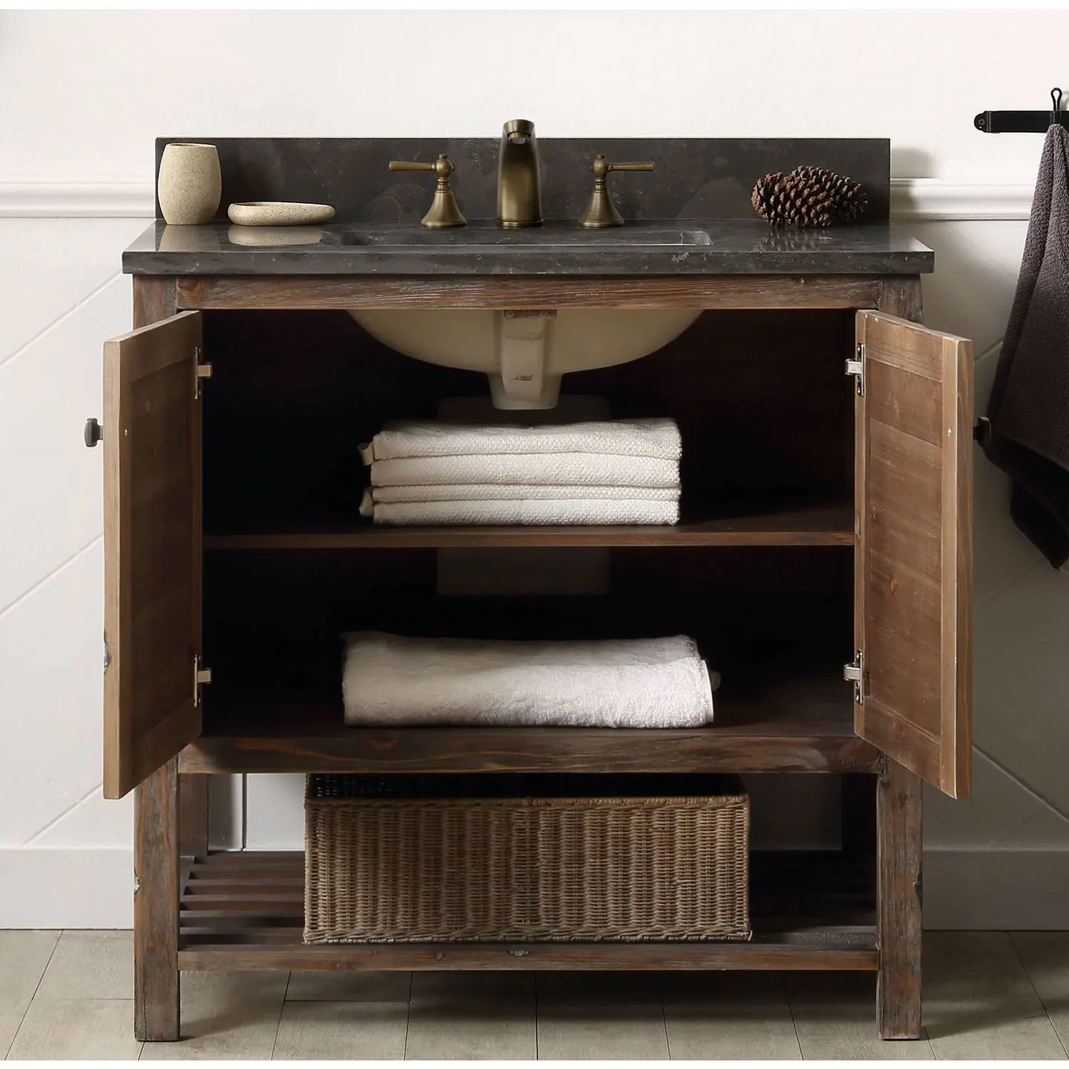 Legion Furniture 36 Inch Moon Stone Top Brown Rustic Vanity Cabinet - image 8