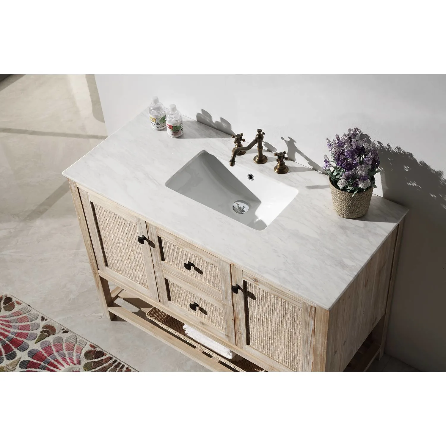 Legion Furniture 48 Inch Marble Top Rustic White Vanity Cabinet - image 2