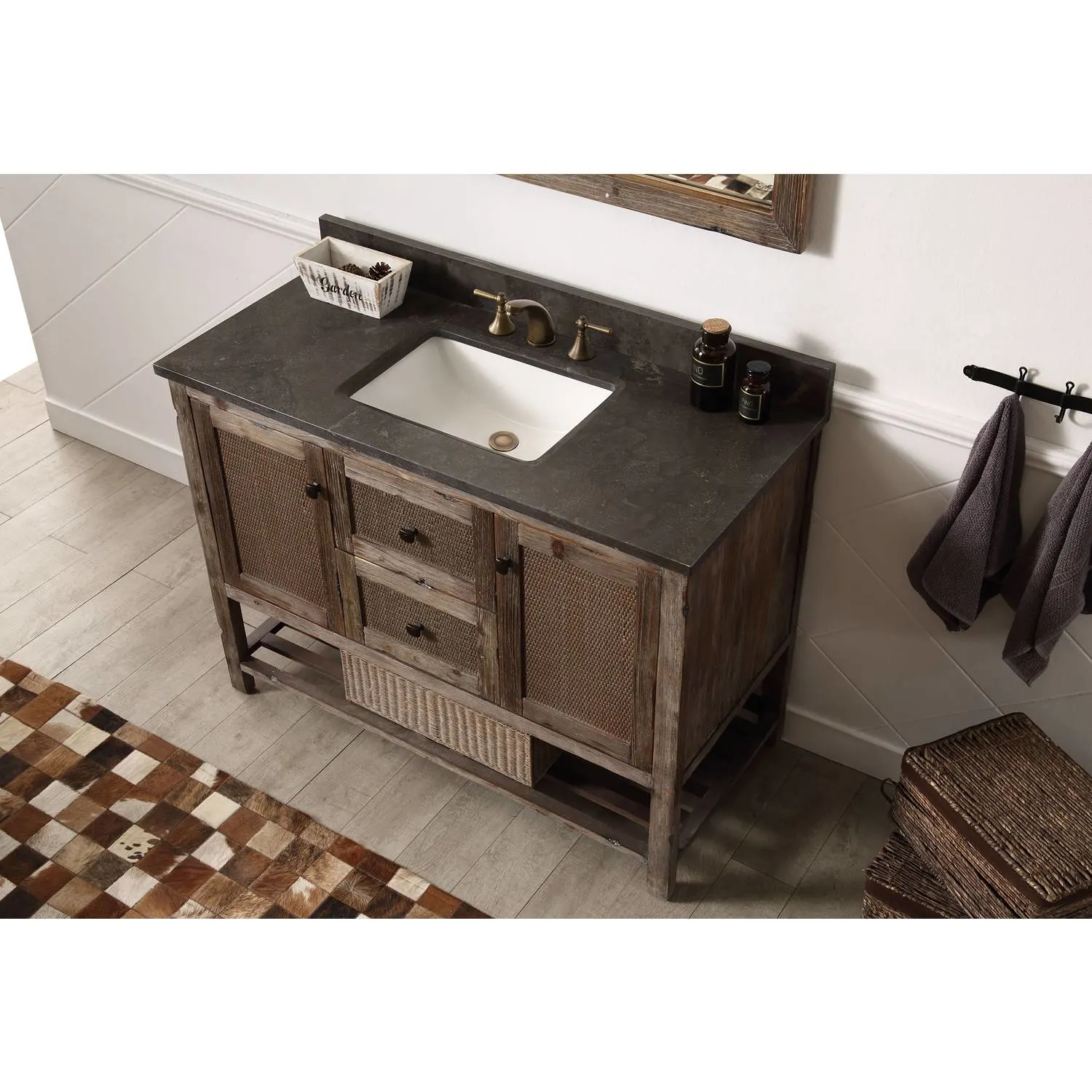 Legion Furniture 48 Inch Moon Stone Top Brown Rustic Vanity Cabinet - image 2