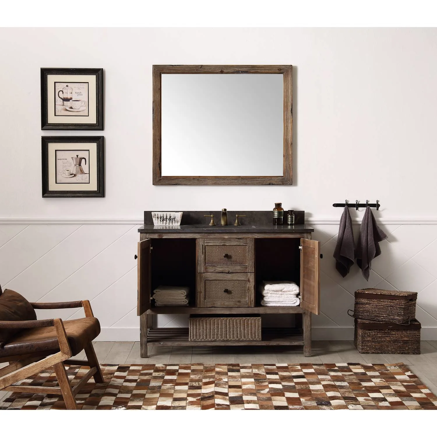 Legion Furniture 48 Inch Moon Stone Top Brown Rustic Vanity Cabinet - image 8