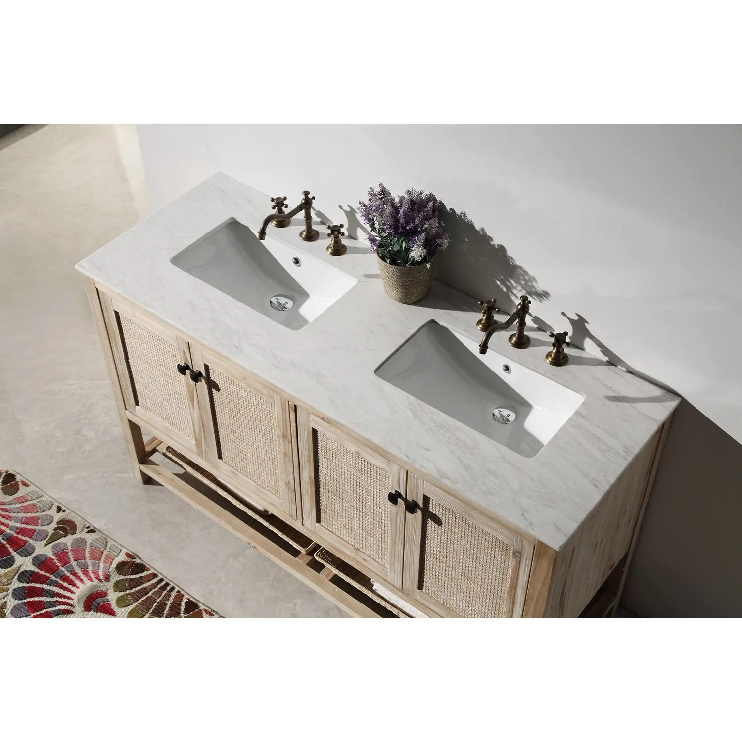 Legion Furniture 60 Inch Marble Top Rustic White Vanity Cabinet - image 2