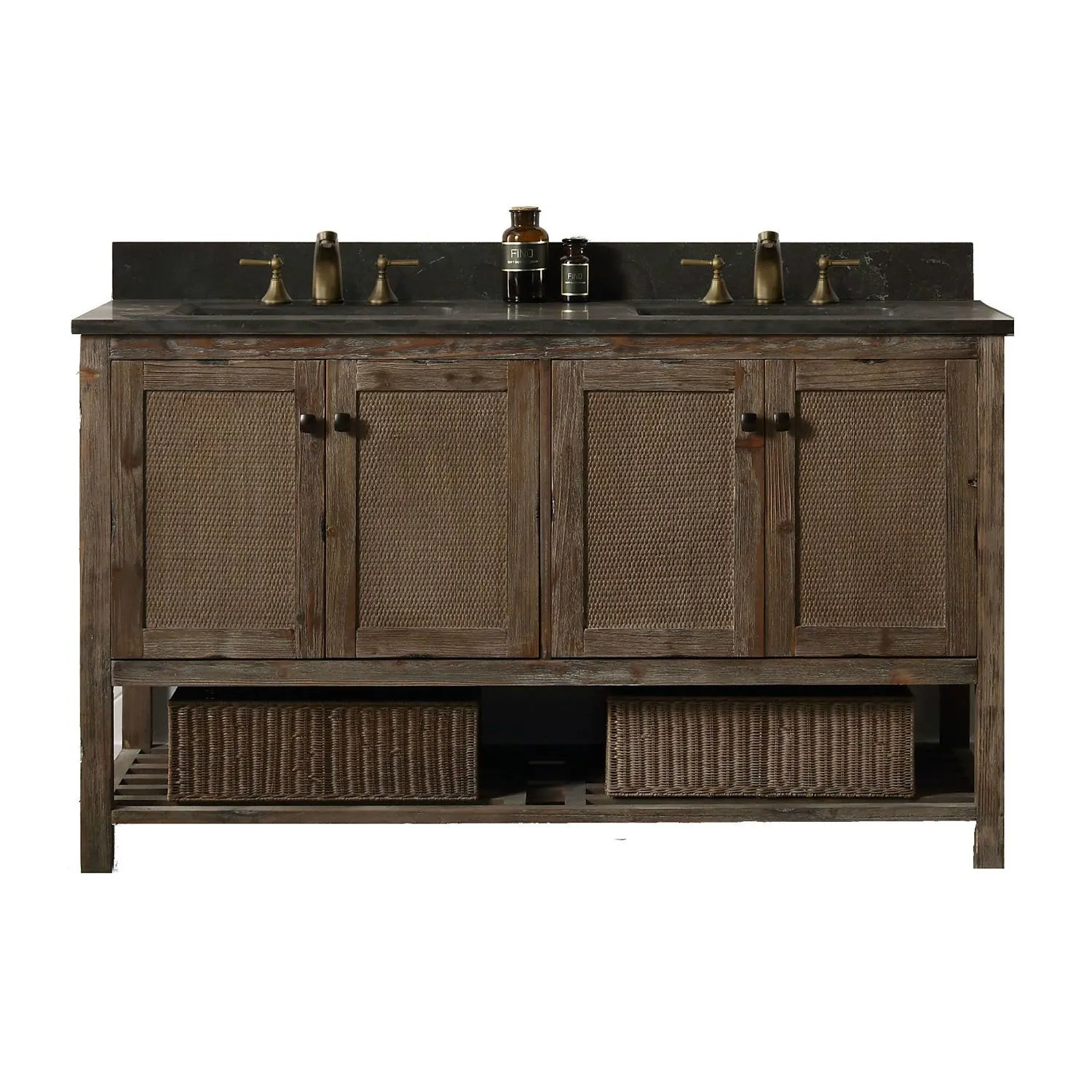 Legion Furniture 60 Inch Moon Stone Top Brown Rustic Vanity Cabinet