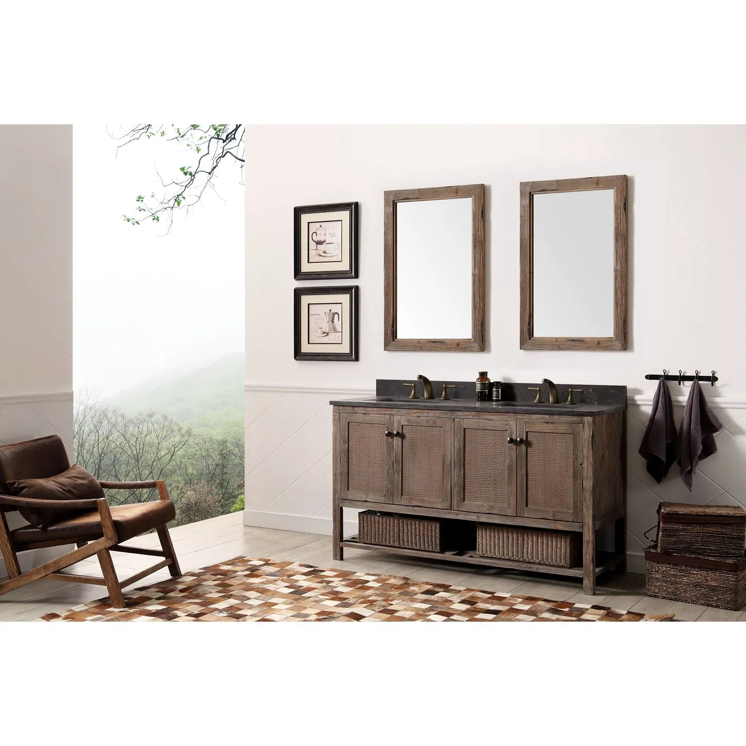 Legion Furniture 60 Inch Moon Stone Top Brown Rustic Vanity Cabinet - image 11