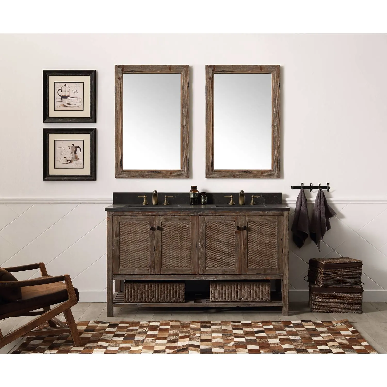 Legion Furniture 60 Inch Moon Stone Top Brown Rustic Vanity Cabinet - image 4
