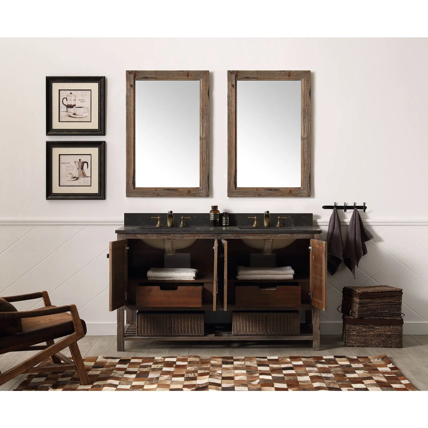 Legion Furniture 60 Inch Moon Stone Top Brown Rustic Vanity Cabinet - image 8