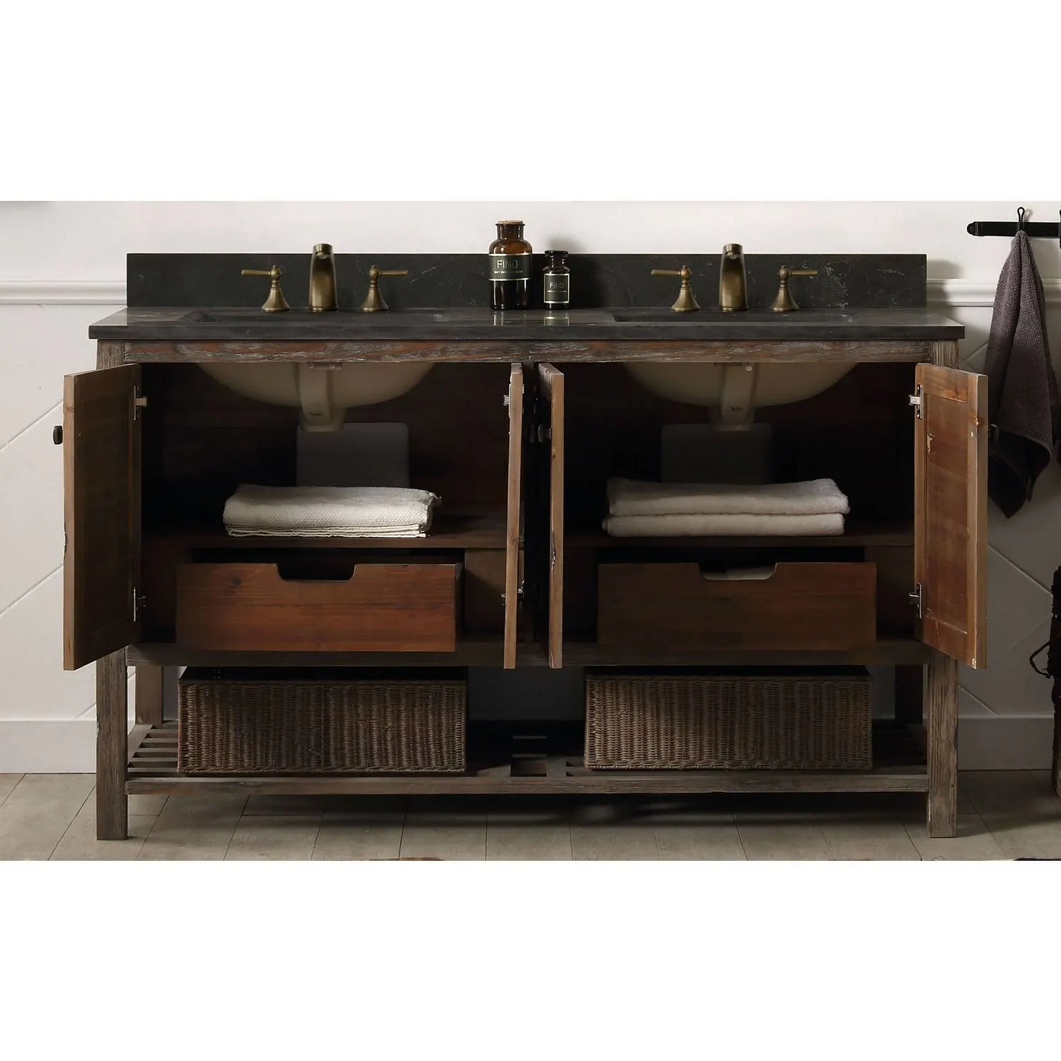 Legion Furniture 60 Inch Moon Stone Top Brown Rustic Vanity Cabinet - image 10