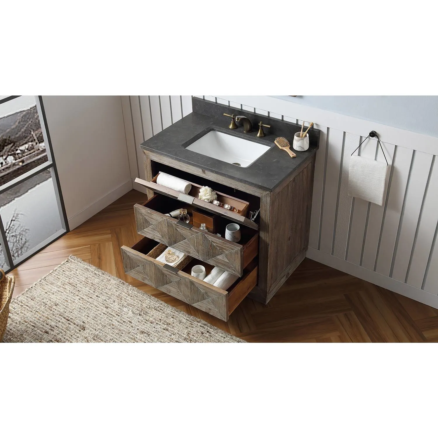 Legion Furniture 36 Inch Moon Stone Top Ceramic Sink Vanity Cabinet - image 6