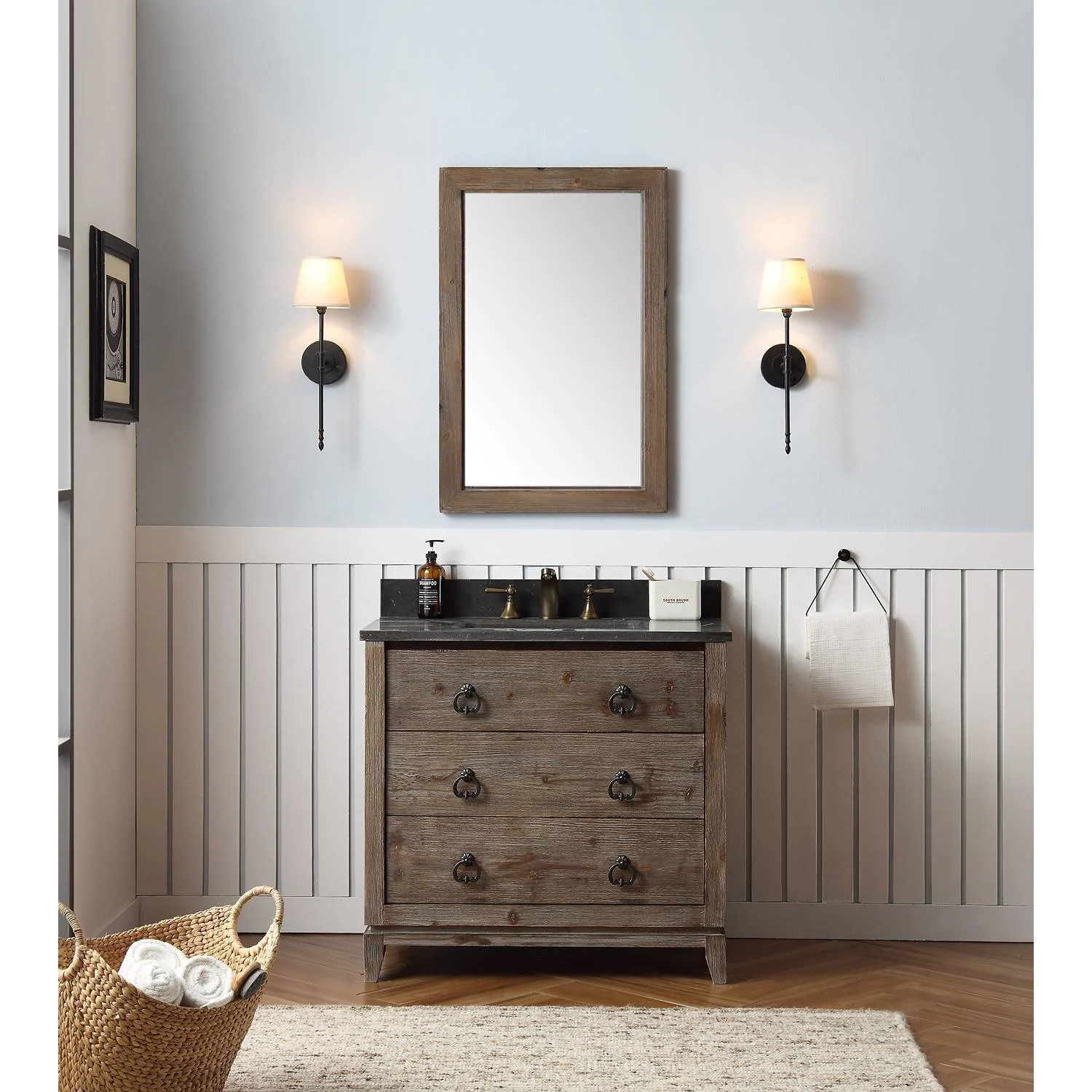 Legion Furniture 36 Inch Moon Stone Top Ceramic Sink Vanity Cabinet - image 4