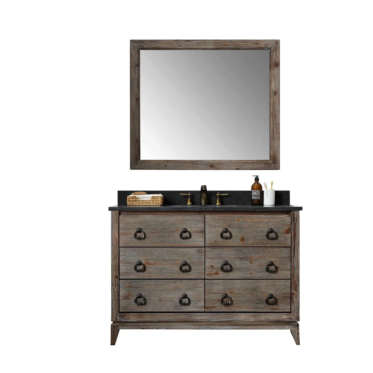 Legion Furniture 48 Inch Moon Stone Top Ceramic Sink Vanity Cabinet