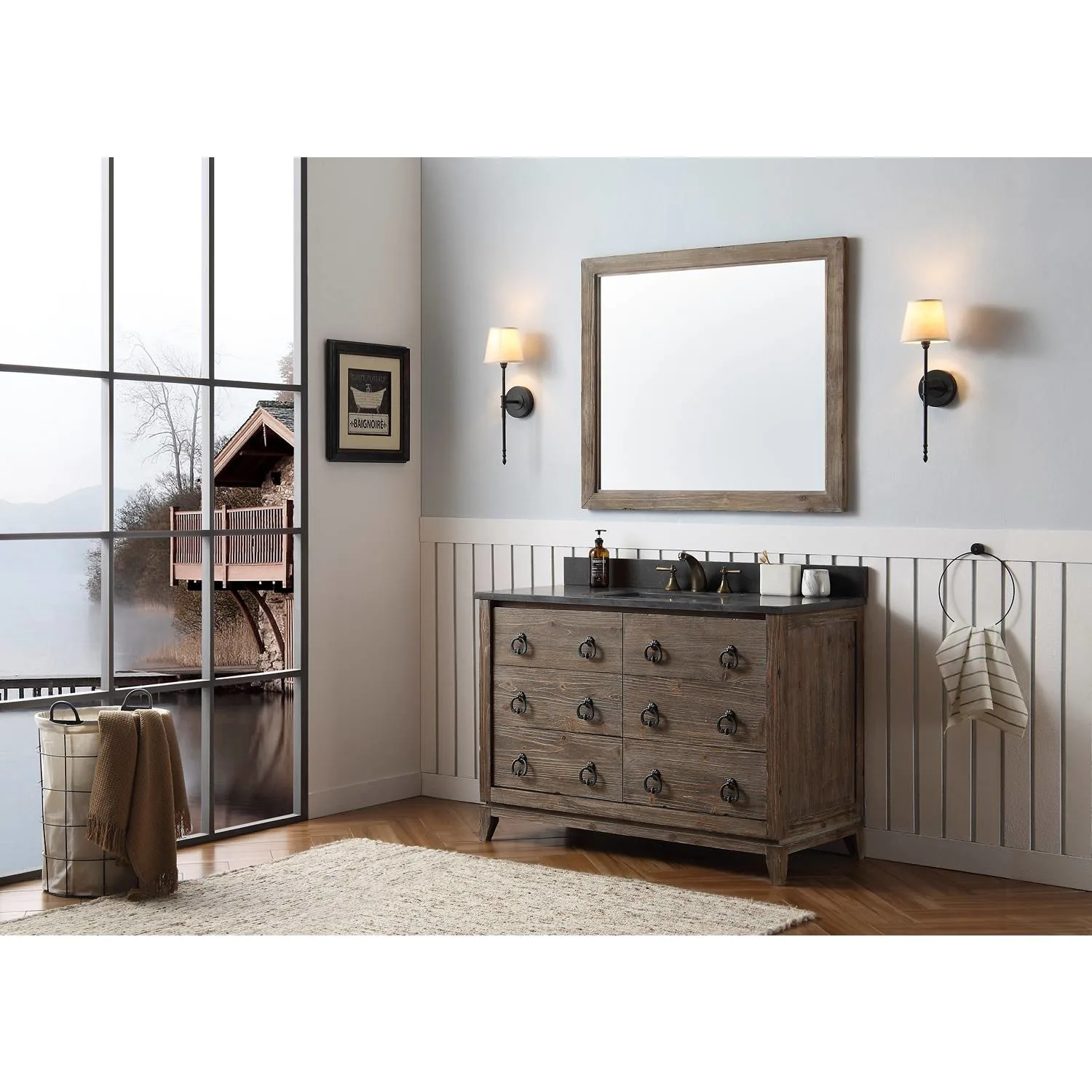 Legion Furniture 48 Inch Moon Stone Top Ceramic Sink Vanity Cabinet - image 8