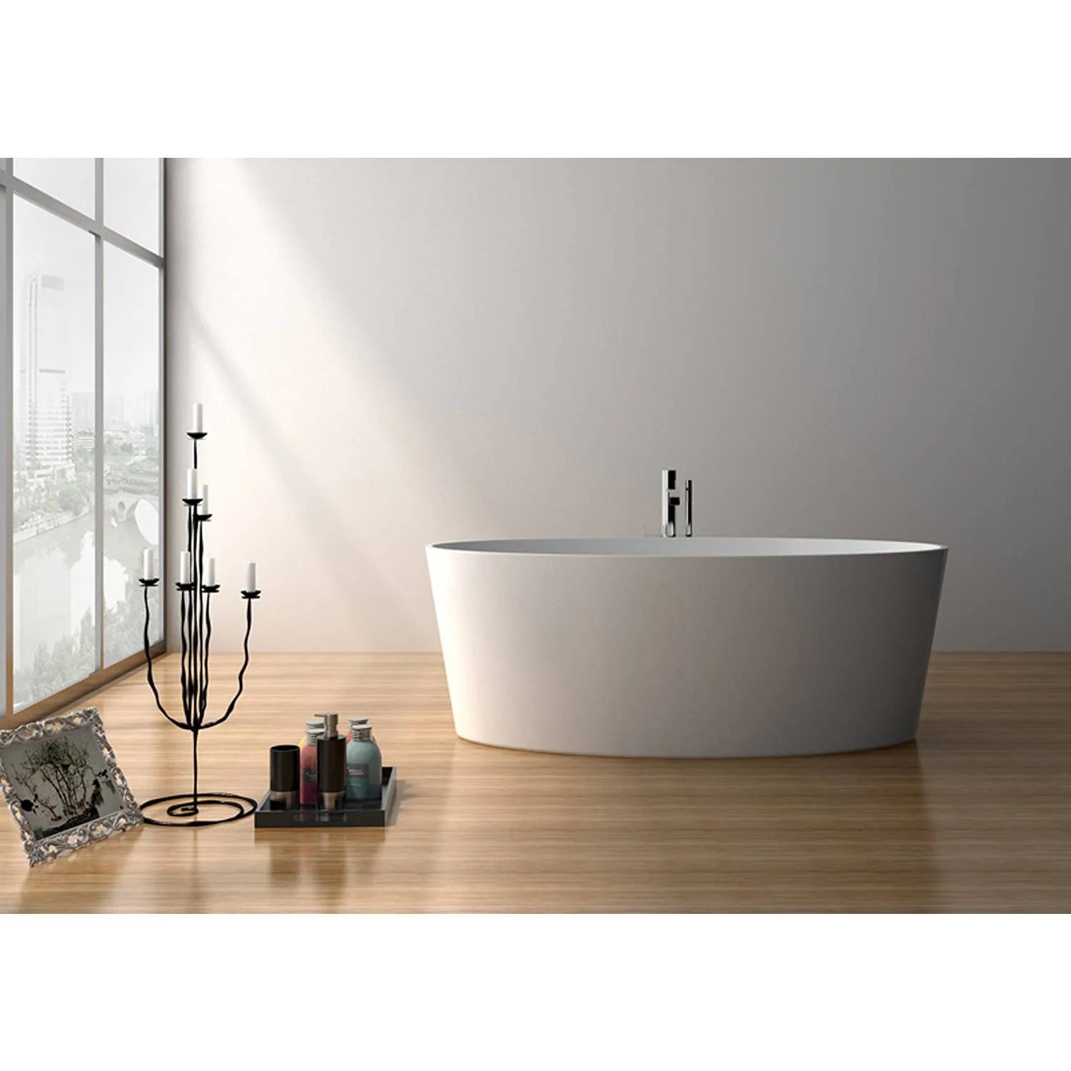 Legion Furniture 63 Inch No Faucet Matt White Solid Surface Bathtub - image 8