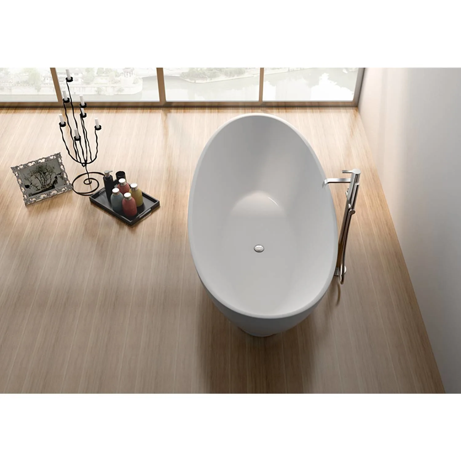 Legion Furniture 70.7 Inch No Faucet Matt White Solid Surface Bathtub - image 10