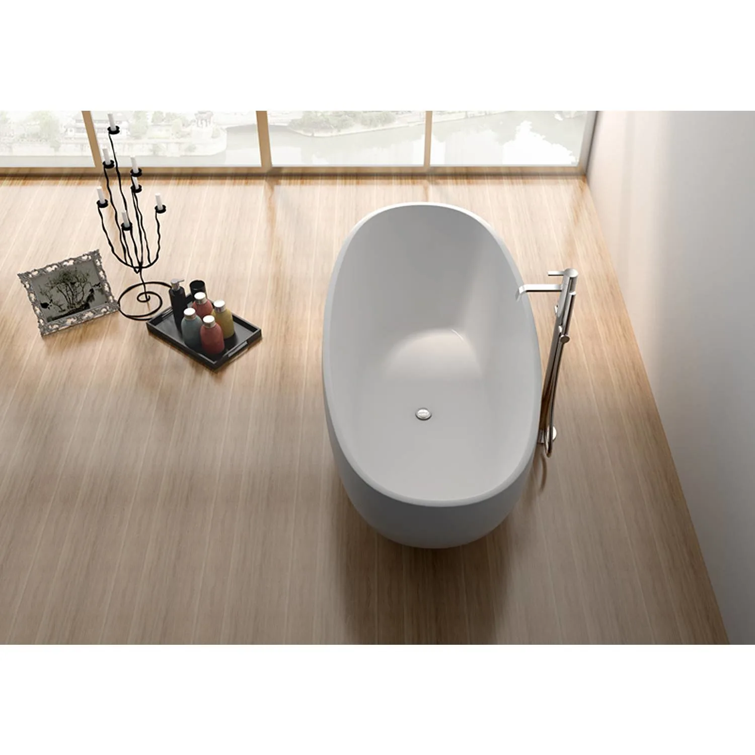 Legion Furniture 65 Inch No Faucet Matt White Solid Surface Bathtub - image 10