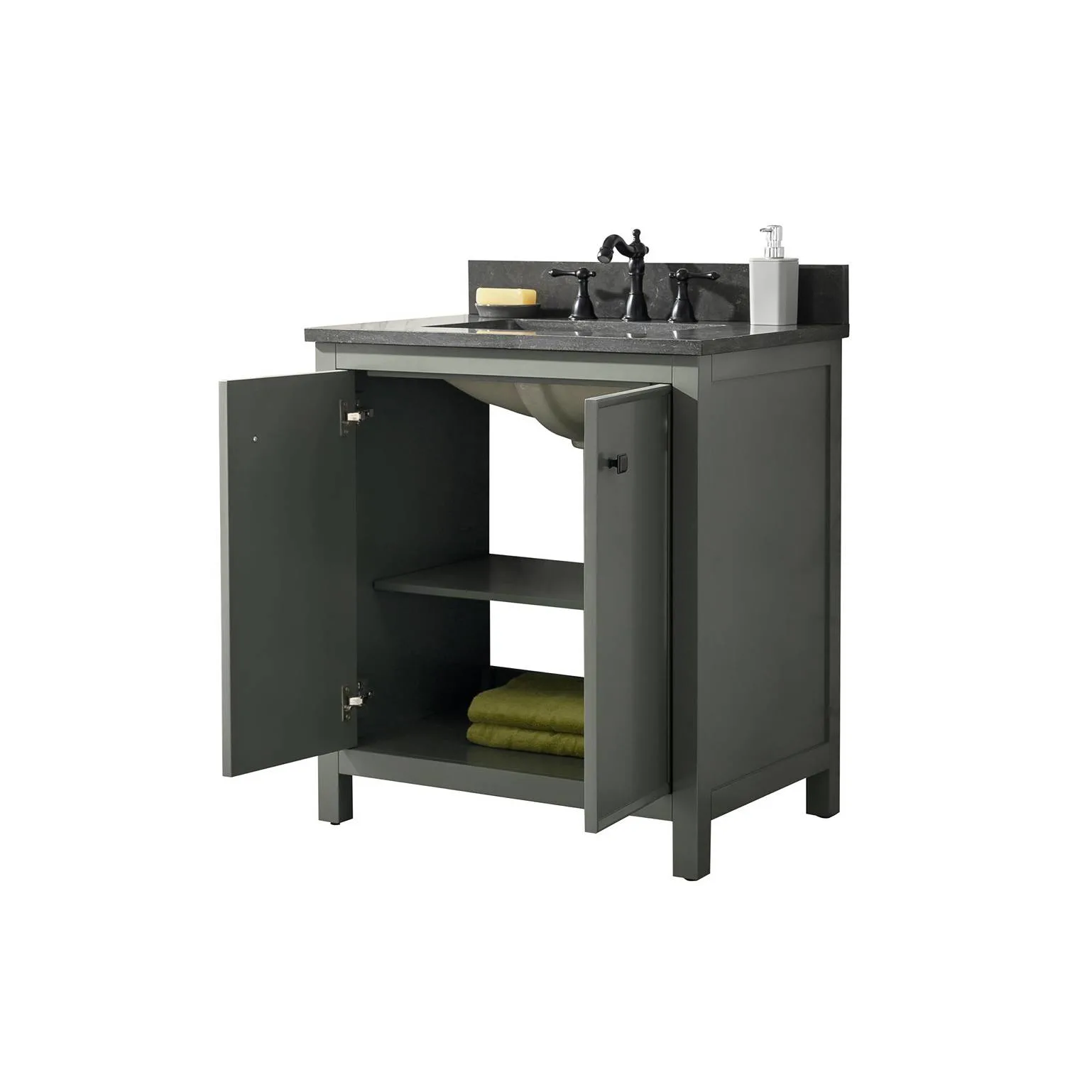 Legion Furniture 30 Inch Blue Lime Stone Top Pewter Green Vanity Cabinet - image 13