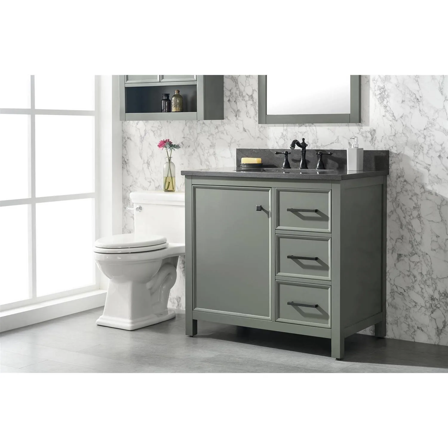 Legion Furniture 36 Inch Blue Lime Stone Top Pewter Green Vanity Cabinet - image 13