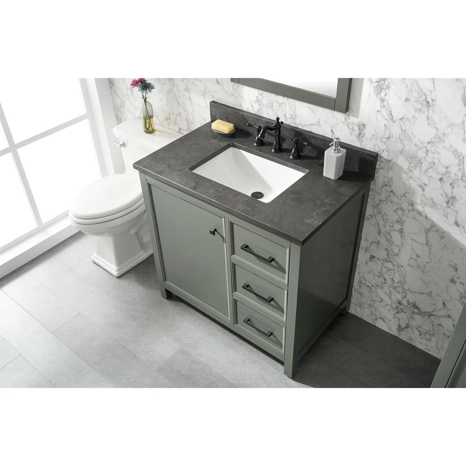 Legion Furniture 36 Inch Blue Lime Stone Top Pewter Green Vanity Cabinet - image 18